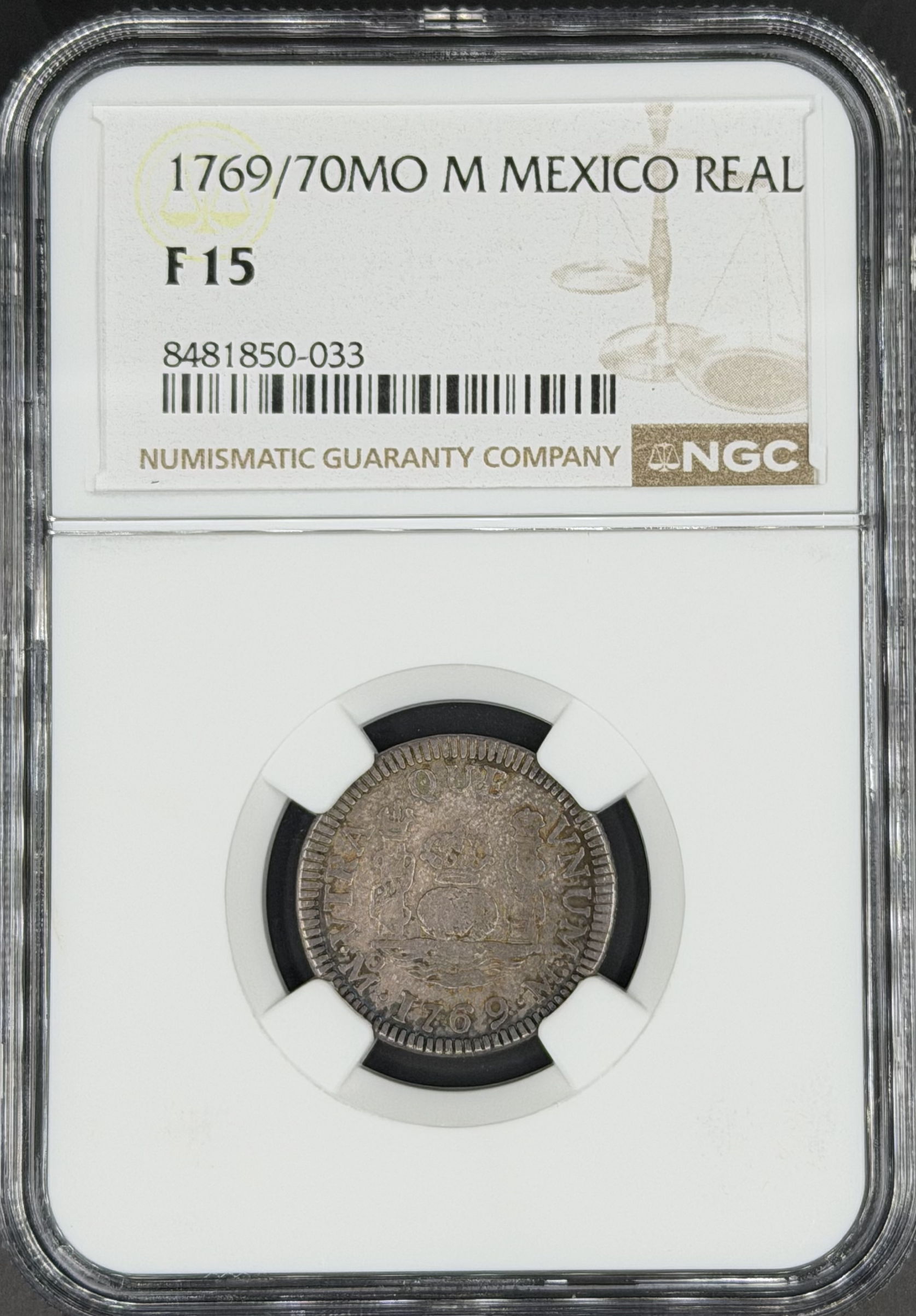 1769/70 Mo-FM 1 Real Pillar Minor Spanish Colonial Mexico NGC F-15 *U.S. Legal Tender*