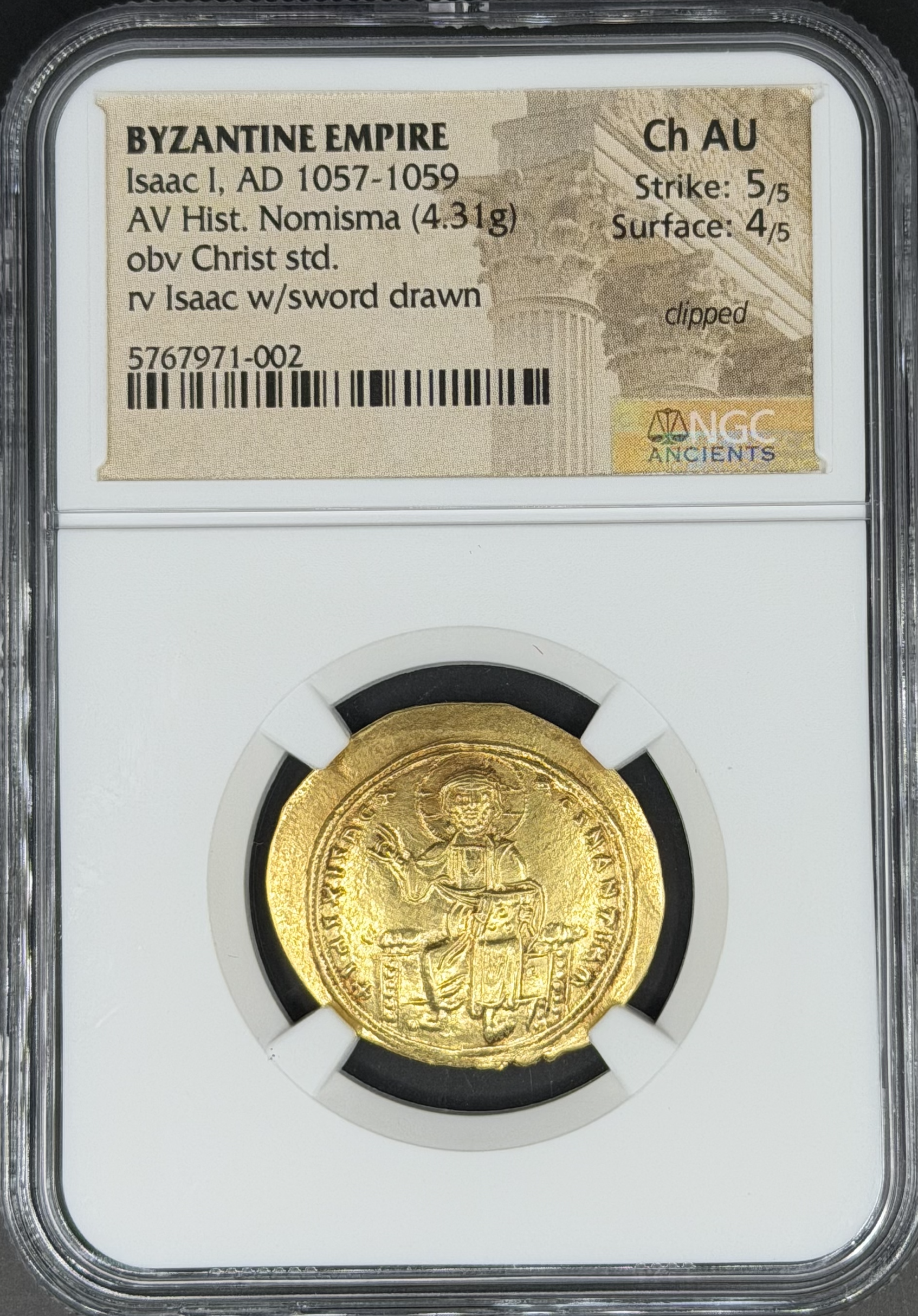 Byzantine Empire (1057-59 AD) Isaac I Hist. Nomisma NGC Choice AU 5/4