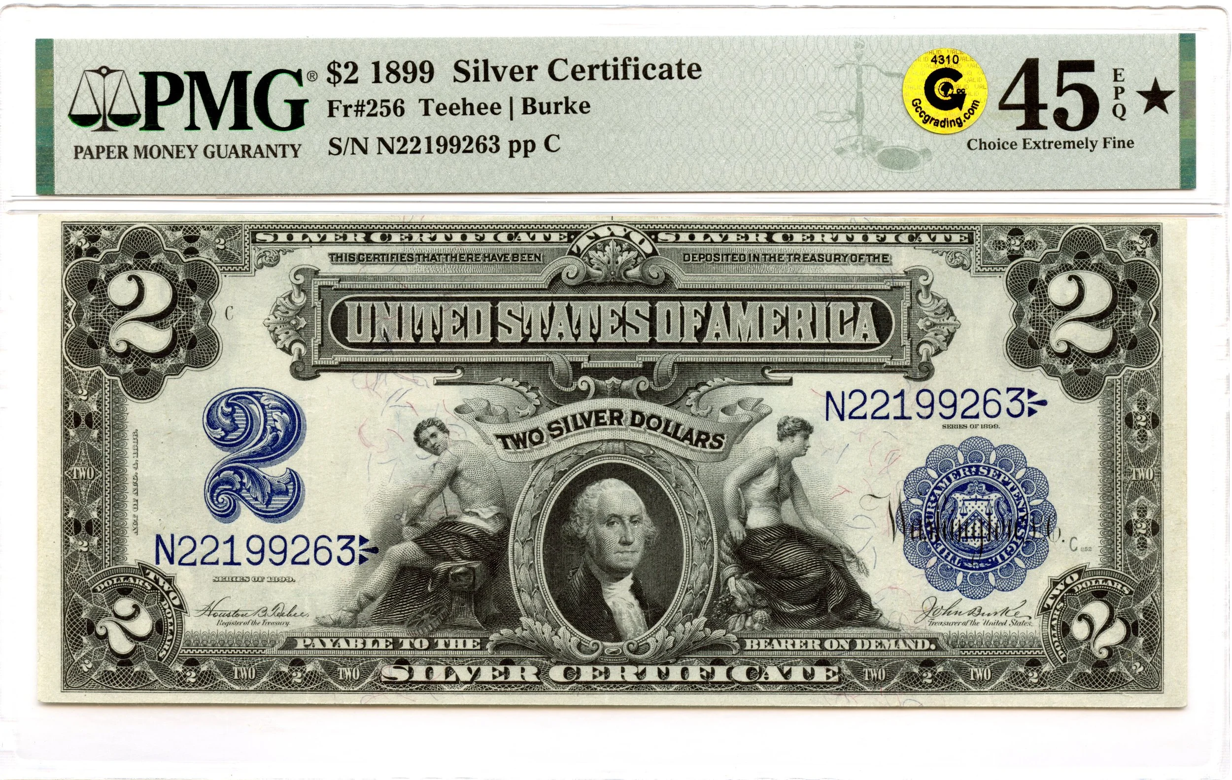 1899 $2 Silver Certificate Fr#256 PMG XF-45 Star EPQ GCC Gold *Exceptional*