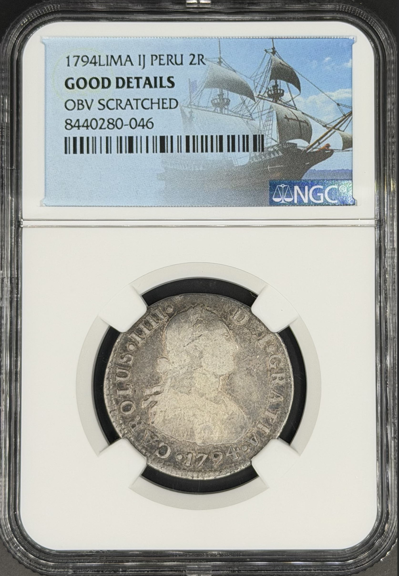 1794 L-IJ 2 Reales Spanish Colonial Peru, Lima NGC G *U.S. Legal Tender*