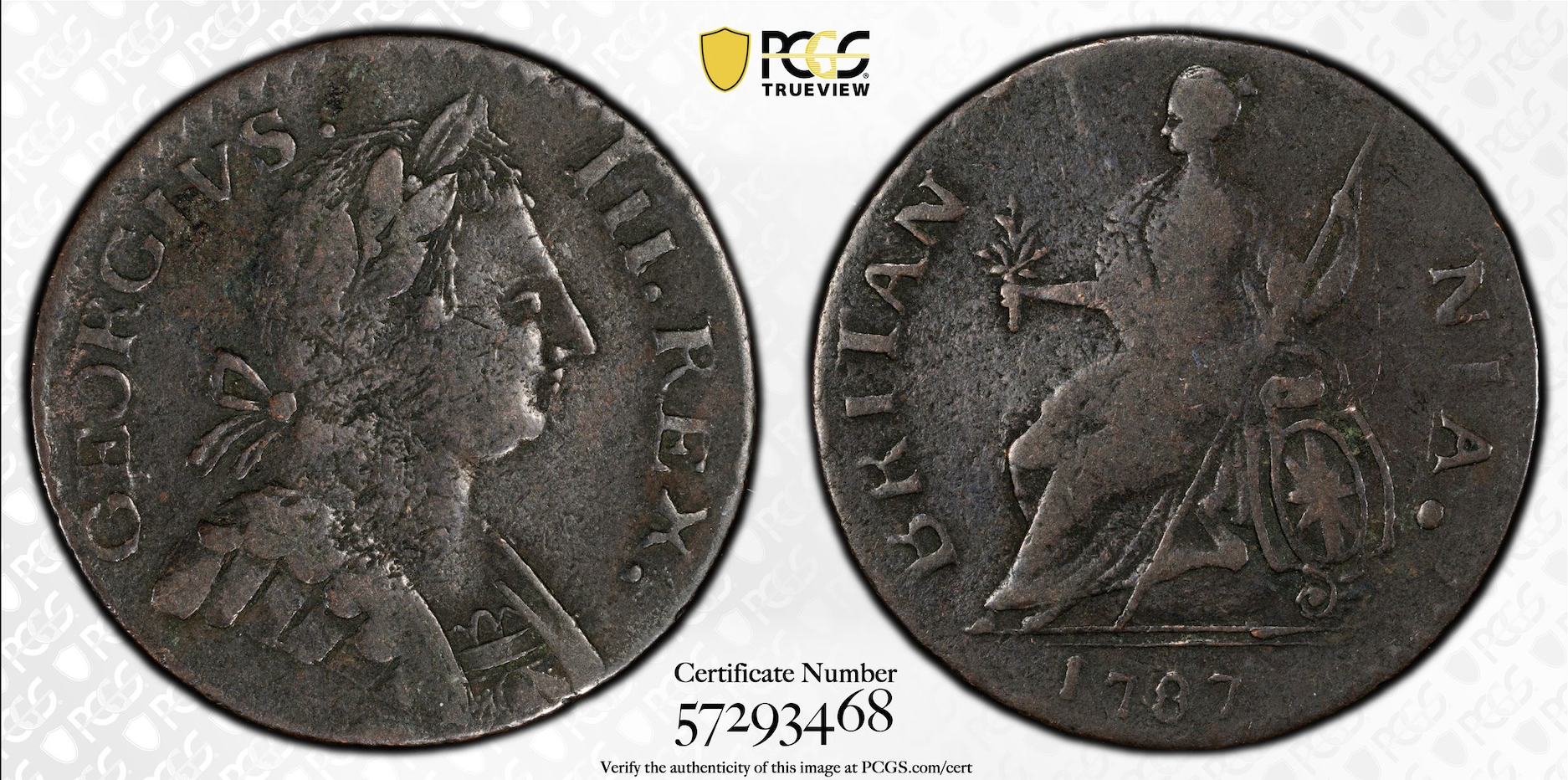 1787 1/2P Machin's Mills Colonial Half Penny Vlack 17-87A PCGS VF-35