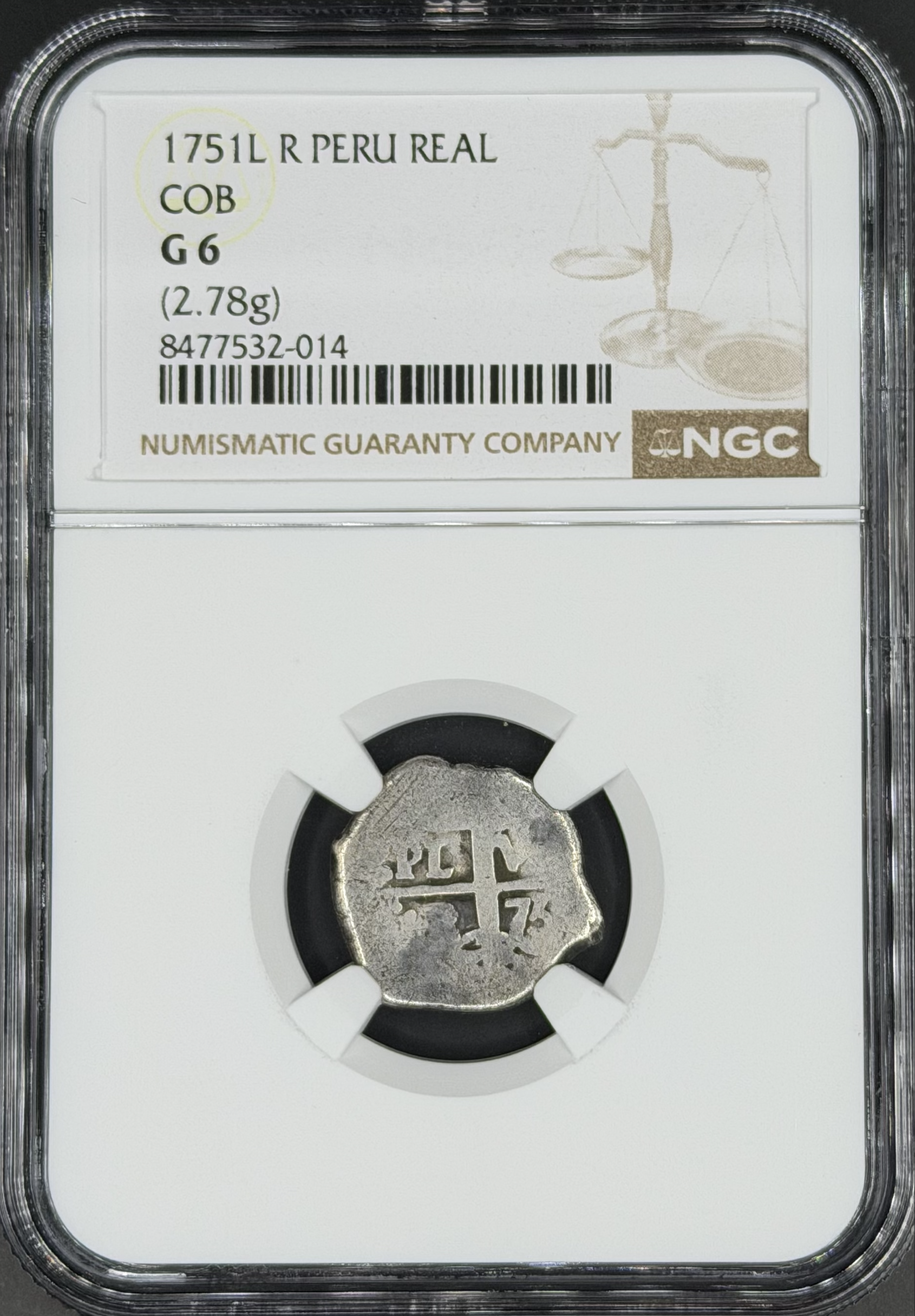 1751 L-R 1 Real Cob Spanish Colonial Peru, Lima NGC G-6 *U.S. Legal Tender*