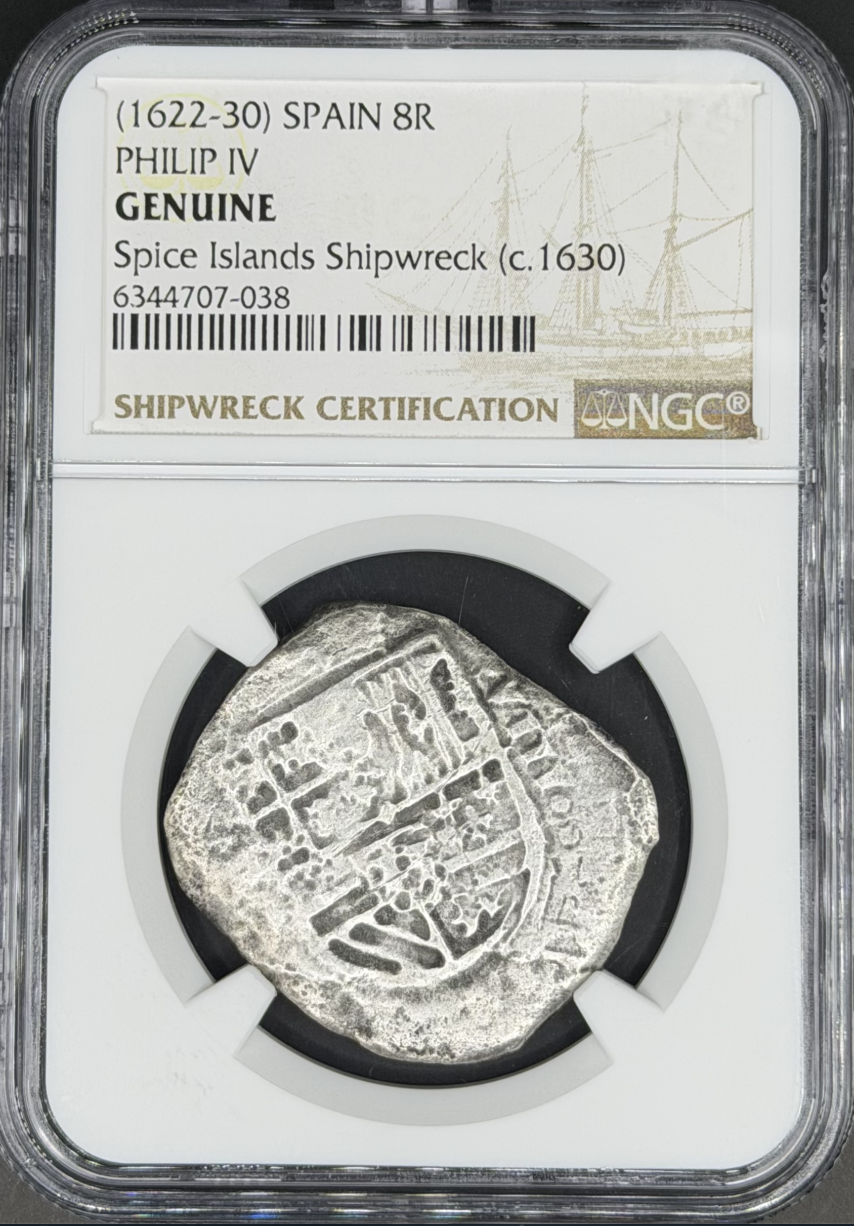 1622-30 8 Reales Cob Spain NGC *Spice Islands Shipwreck*