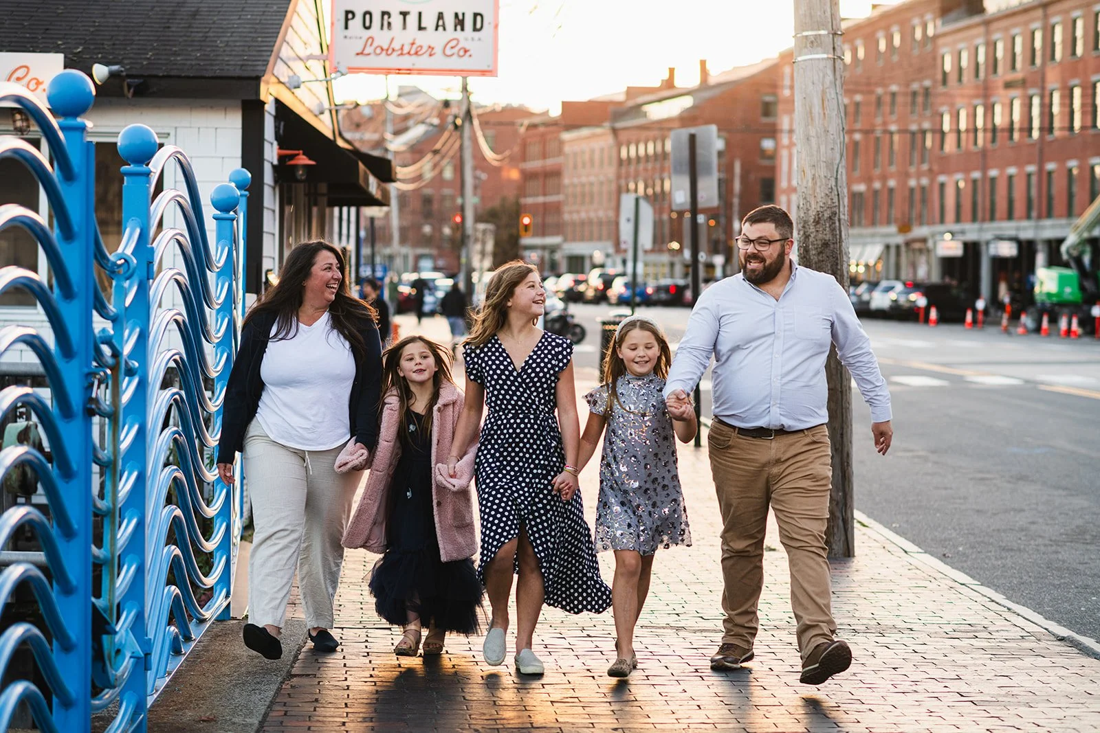Maine family downtown at Portland Lobster Company