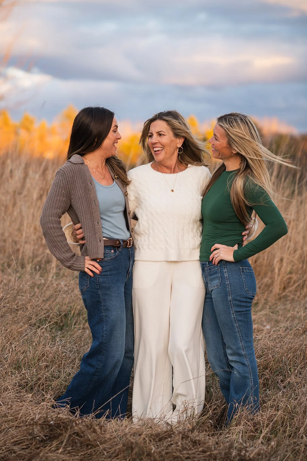 mother and daughters generational photo in Maine