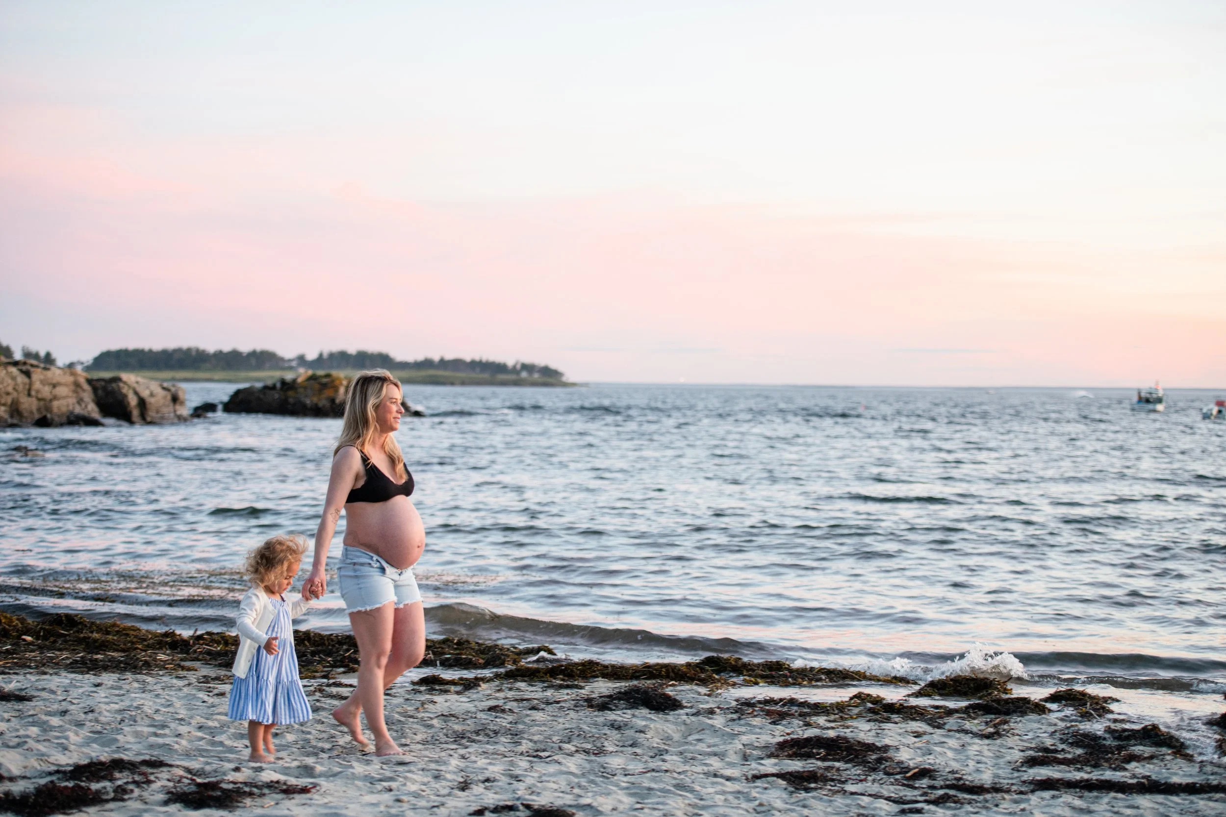 Maternity Mother-Daughter Beach Photo