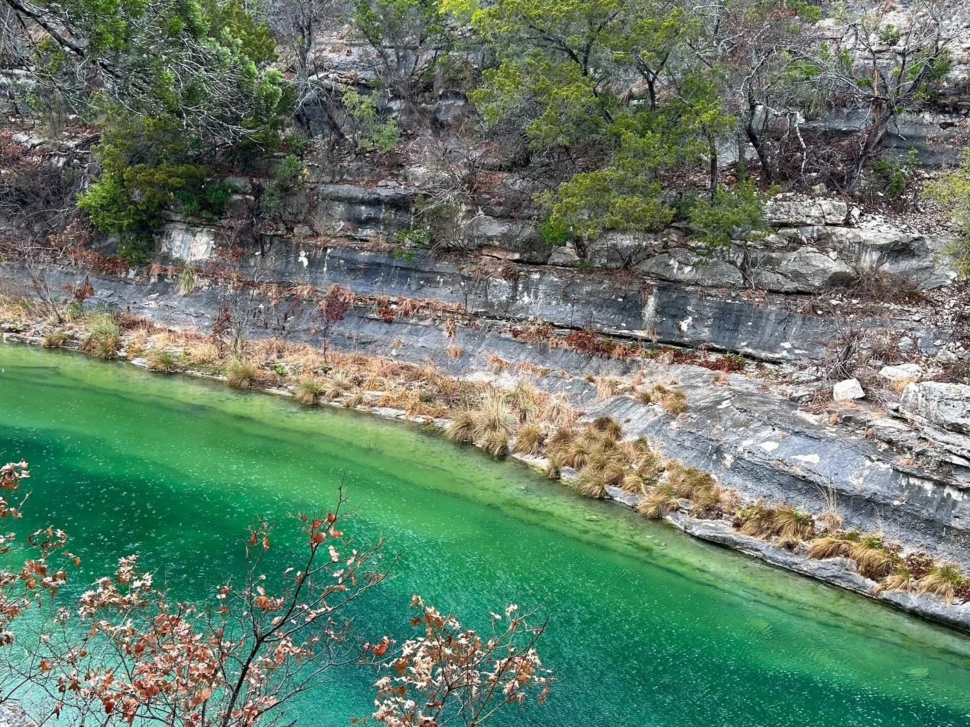 Just downstream from the headwaters of the Frio River on a rainy afternoon in March.