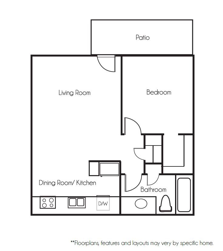 Encanto Floor Plan 1 Bedroom 1 Bath