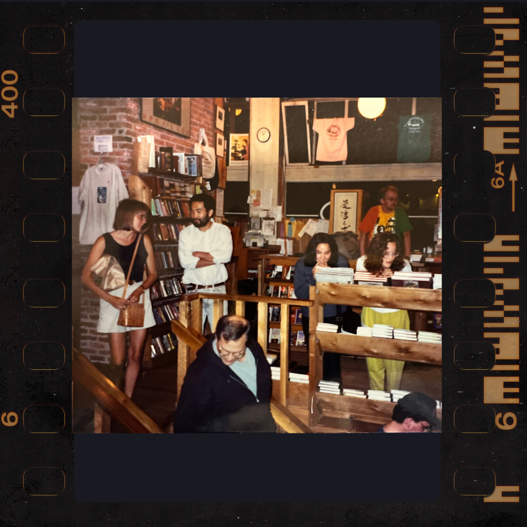 One of the few photos I have of me (left) at the Elliott Bay Book Company in the 1990s.