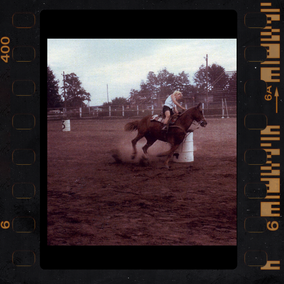 Our prettiest-mom-ever is the inspiration for Kate's barrel racing, water skiing mom.