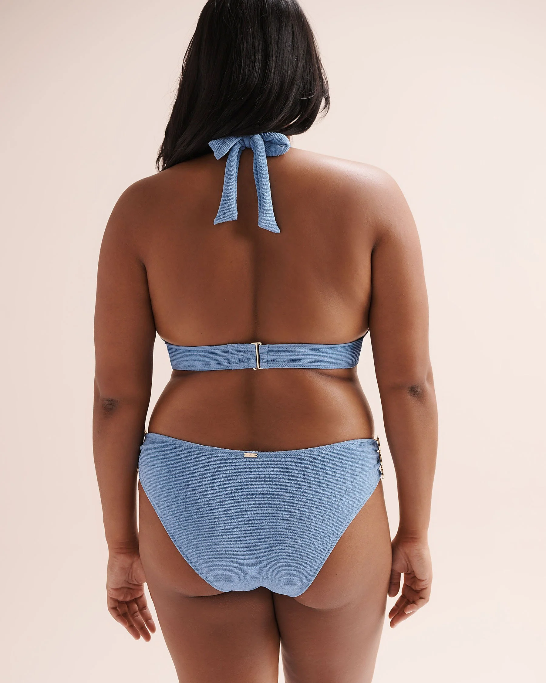 Textured Low-Rise Brazilian Bikini Bottom