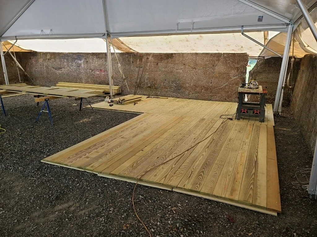 Newly installed wooden stage floor from 2024