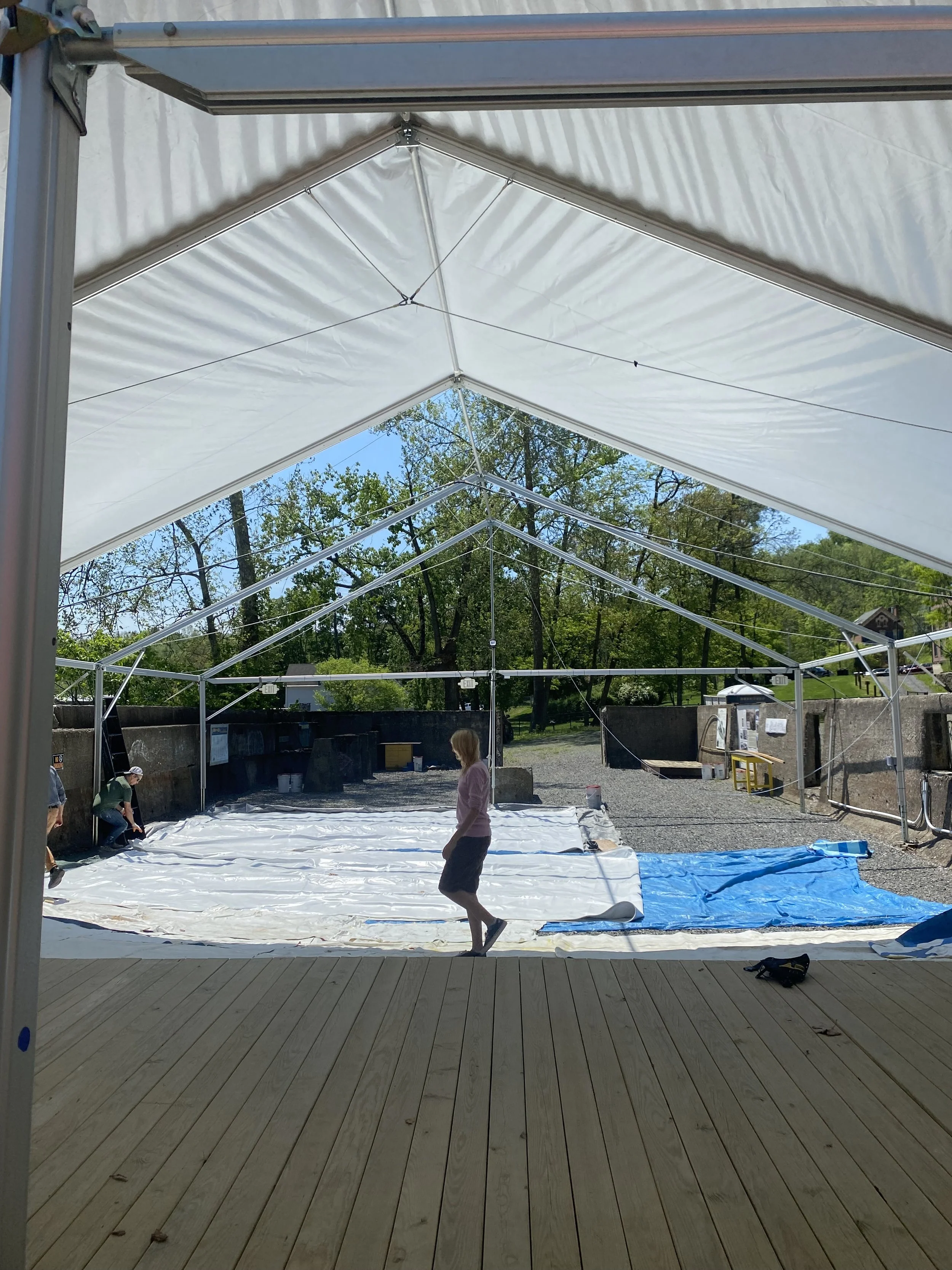 Assembling the seasonal Performance Tent every April