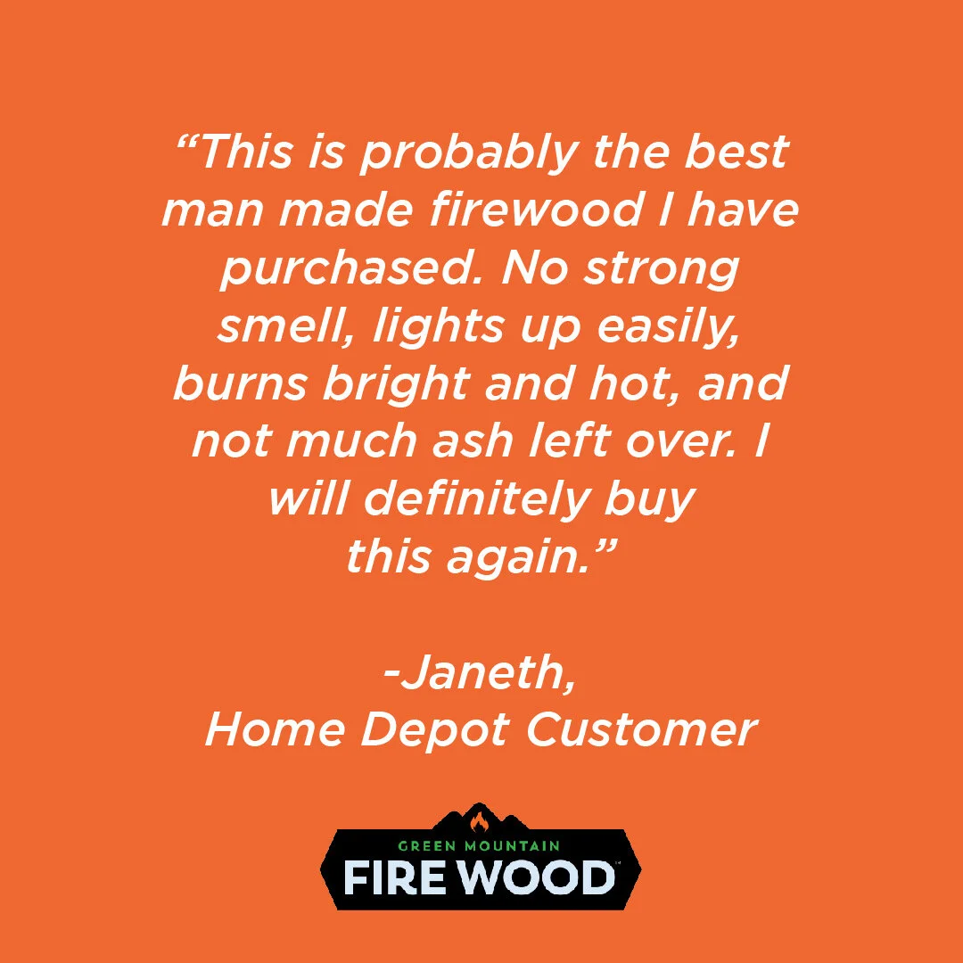 Green Mountain Firewood Made from 100 Renewable and Sustainable Material