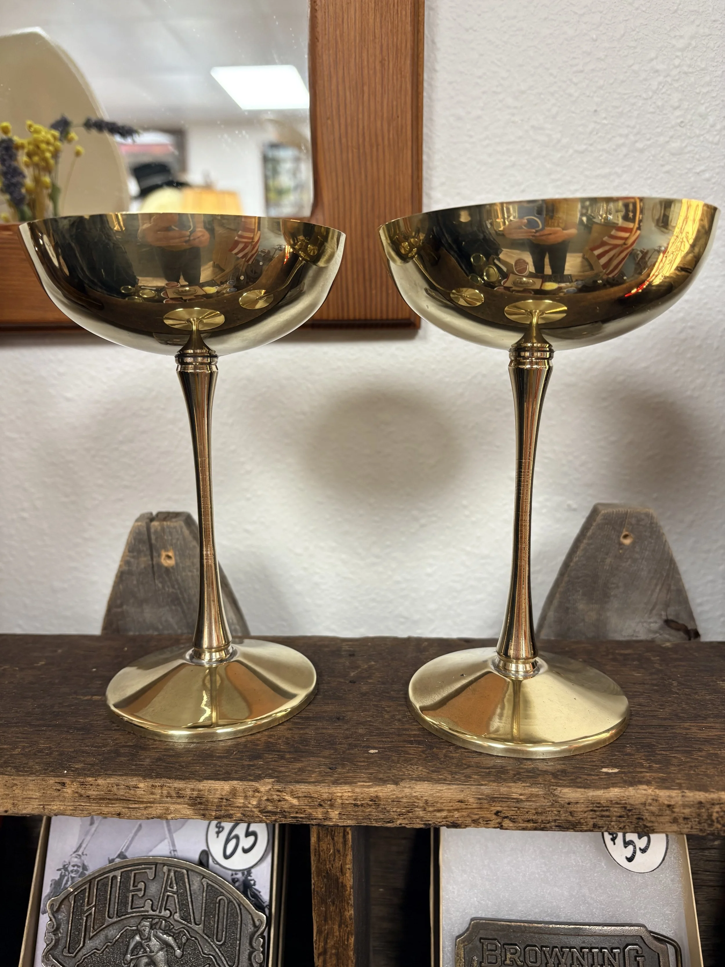 Exquisite Vintage Leonard Silver Plate Goblets | Gold Toned