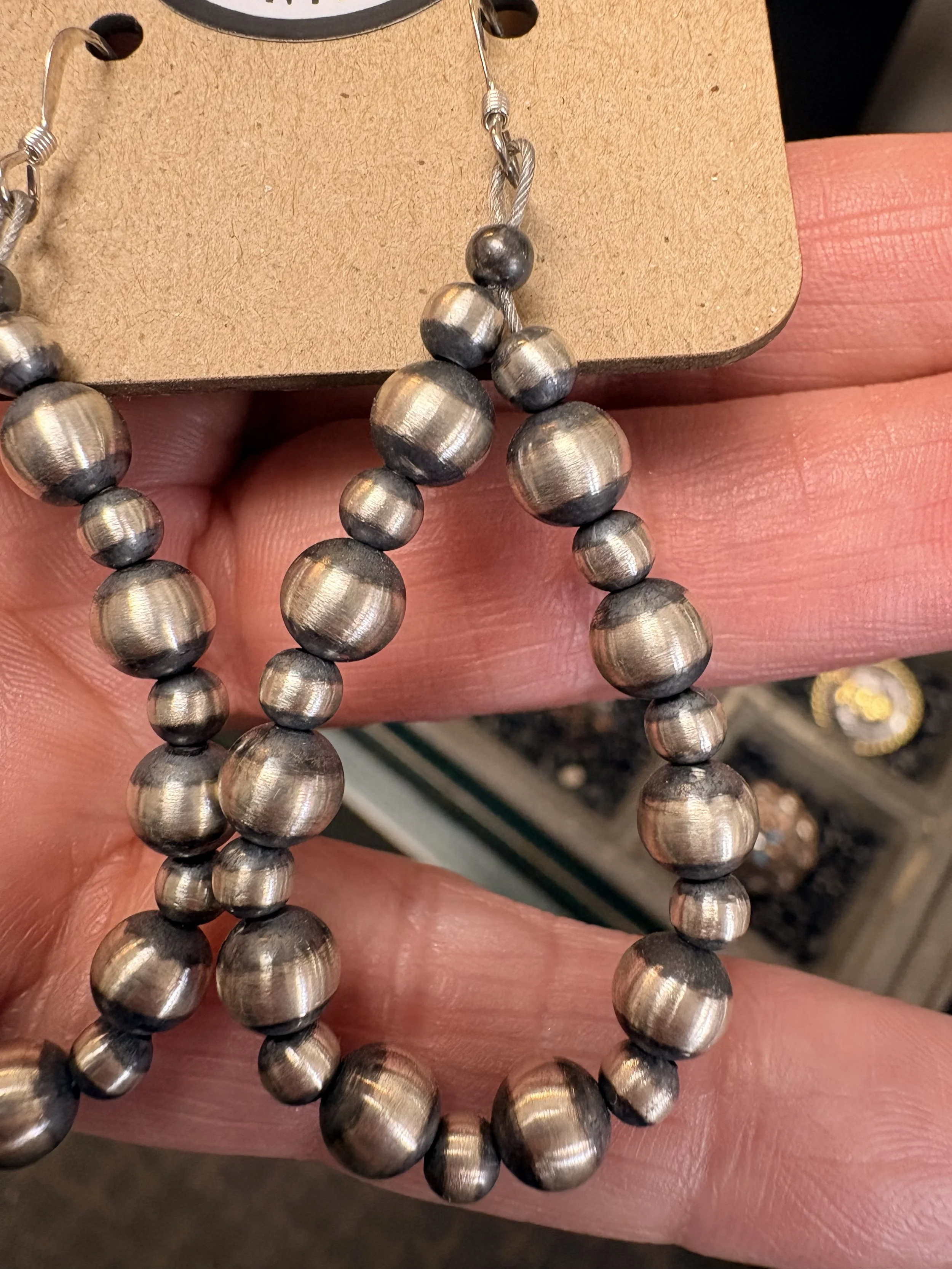 Navajo Sterling Silver Pearl Earrings #2