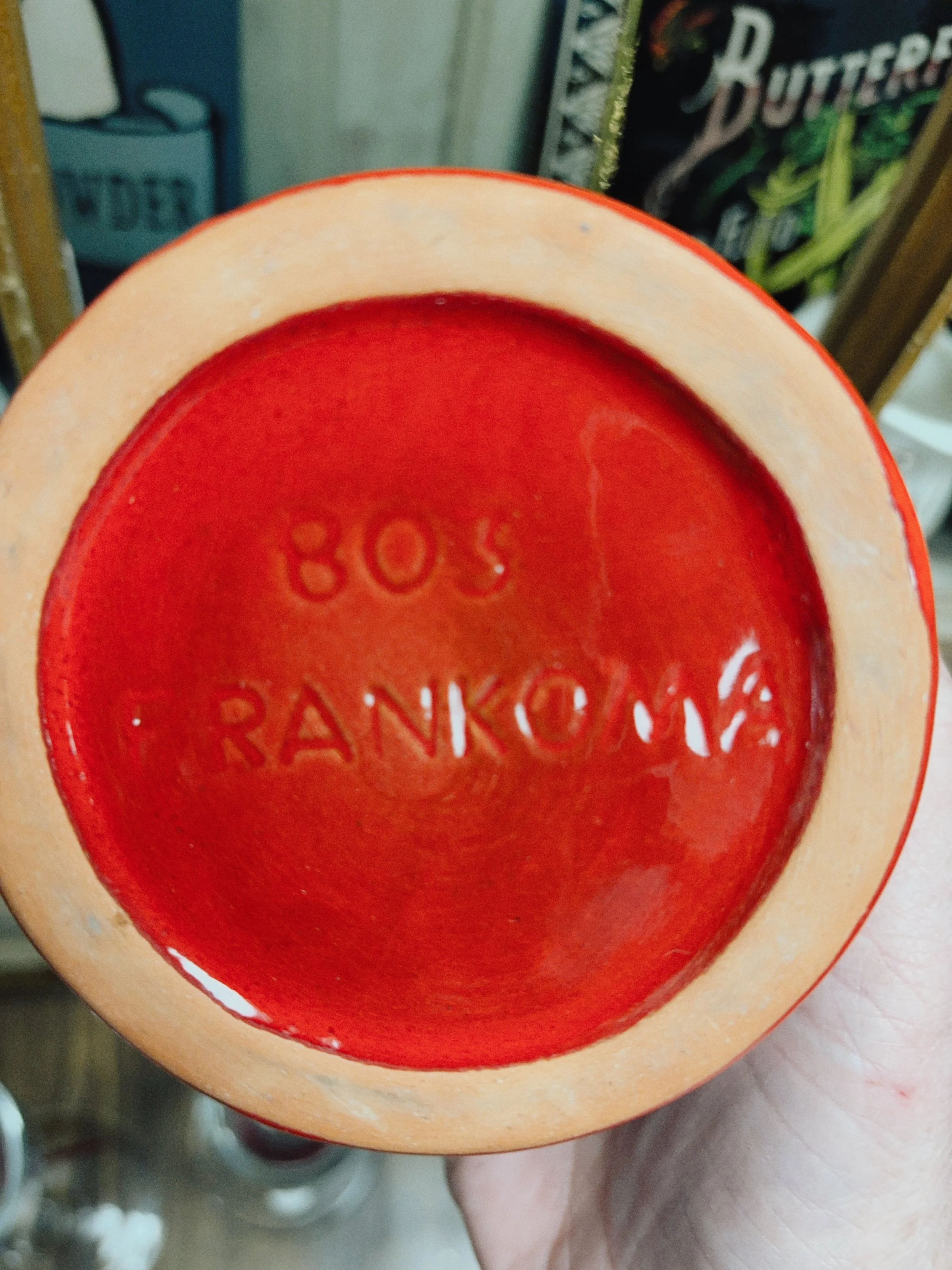 Frankoma Flame Orange Honey Jar #3.jpeg