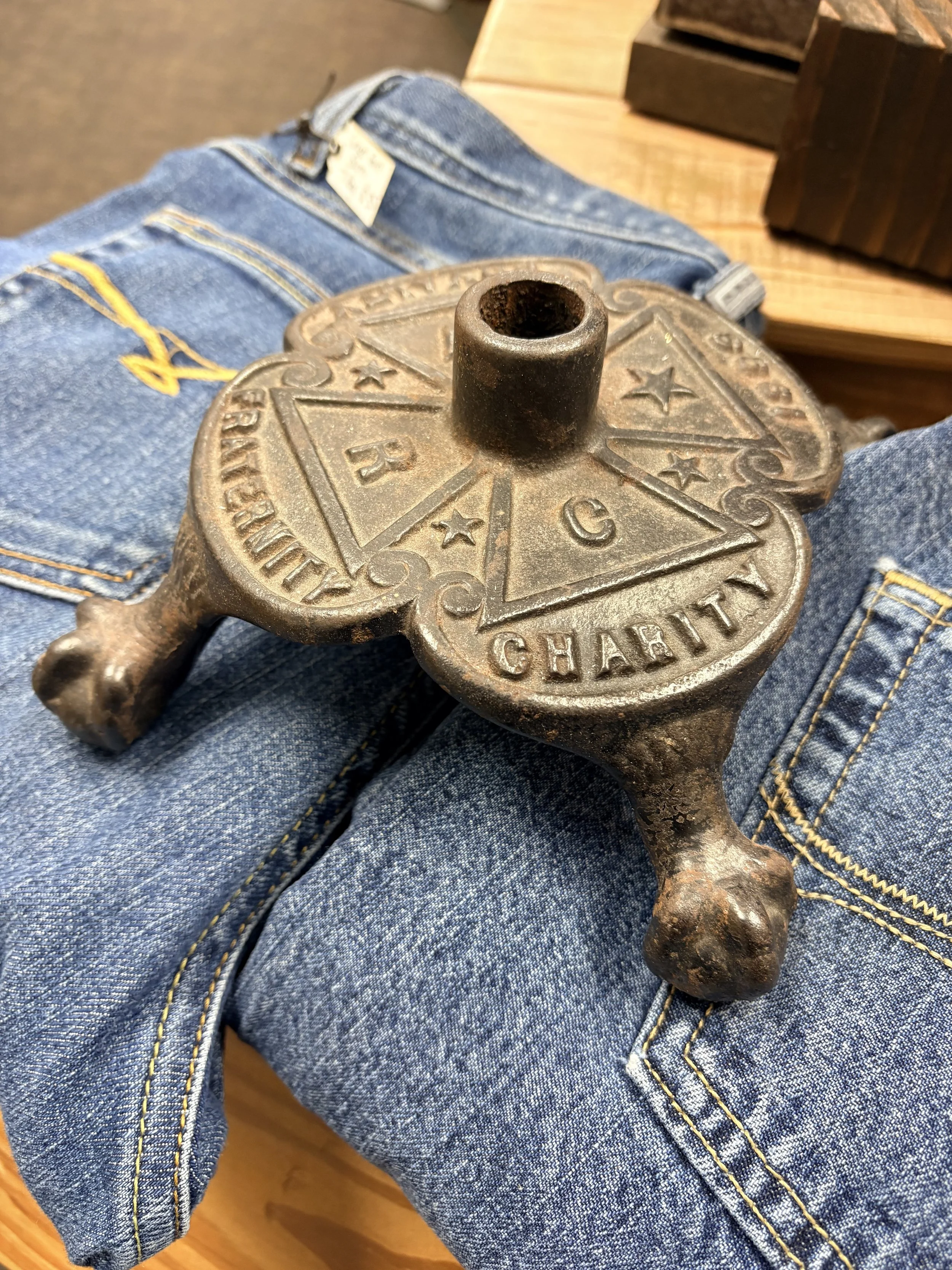 1883 Masonic Cast Iron Flag Holder | Mason Lodge | Vintage