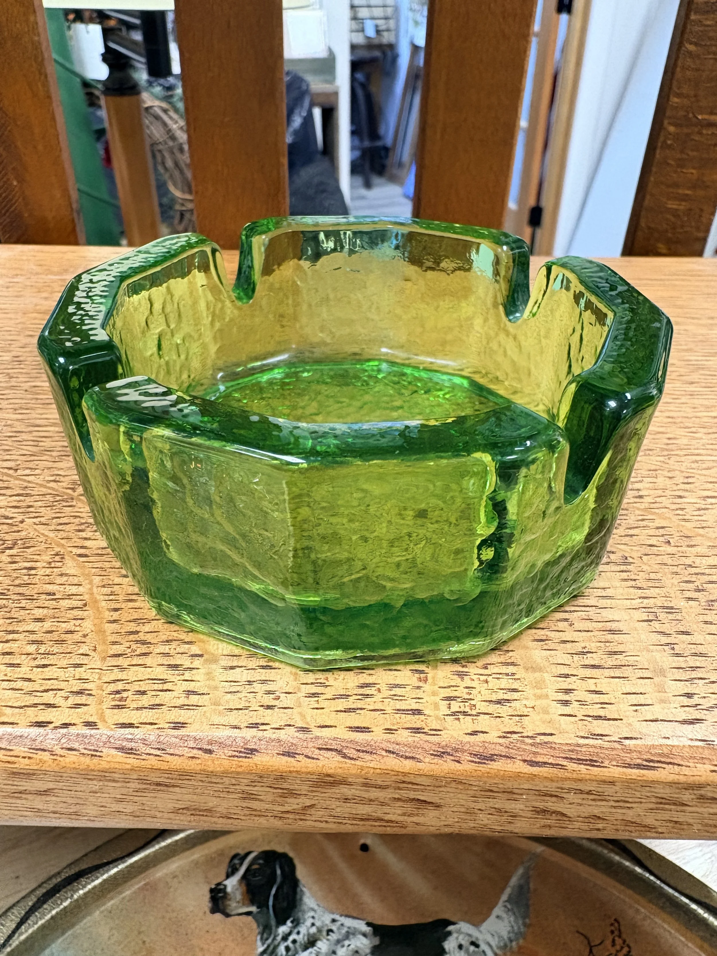 Vtg Blenko Green Ashtray #1.jpg