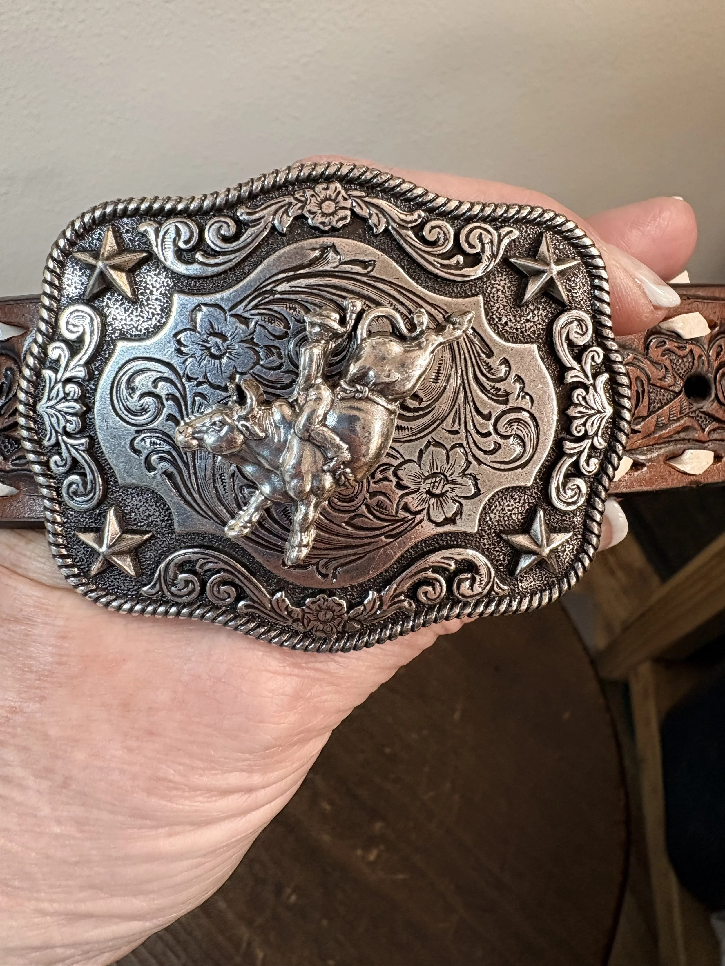 Nocona Kids' Western Belt with Bucking Bronc Buckle