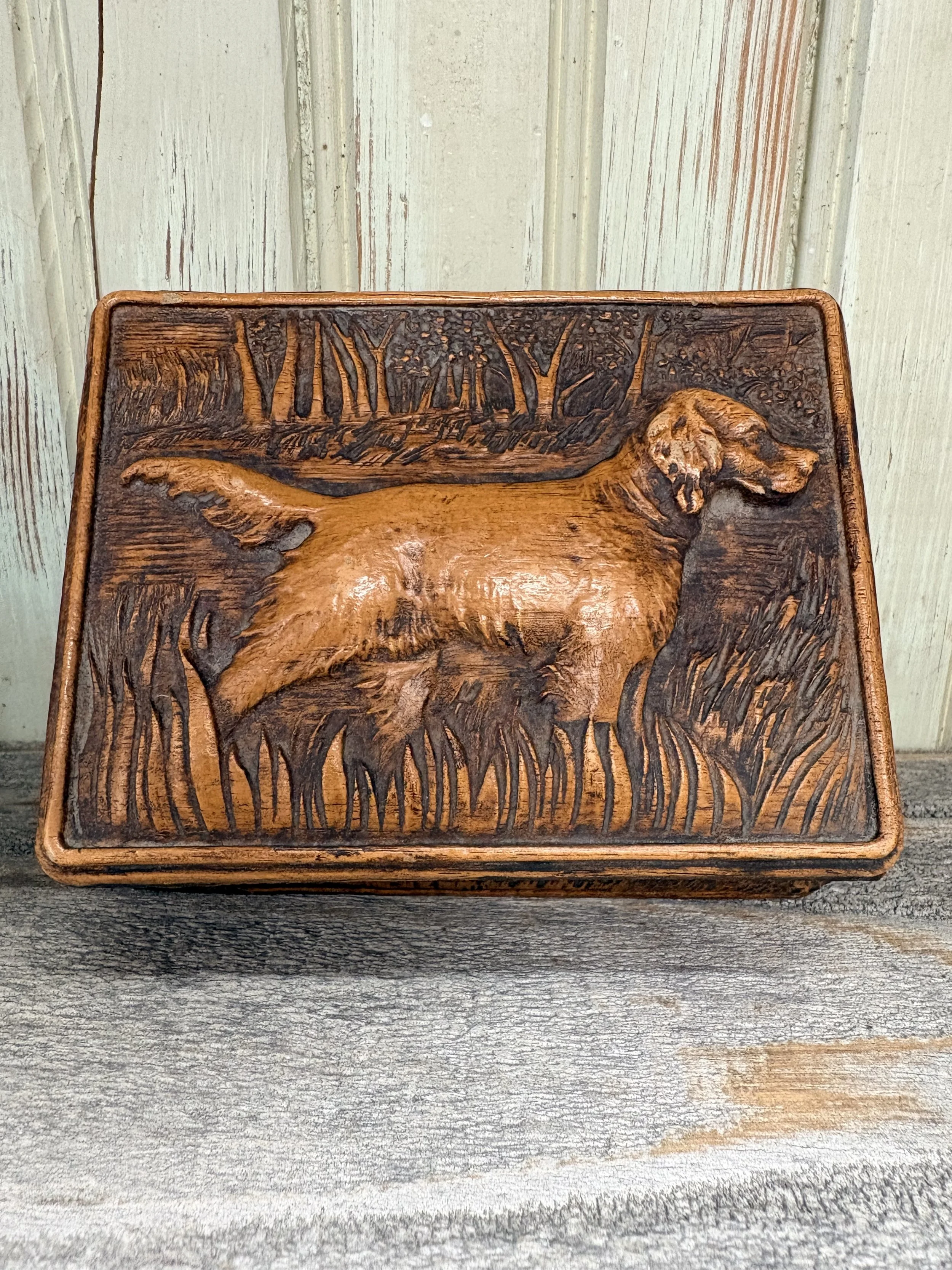 Syroco Orna Composite Irish Setter Keepsake Box | Very Nice
