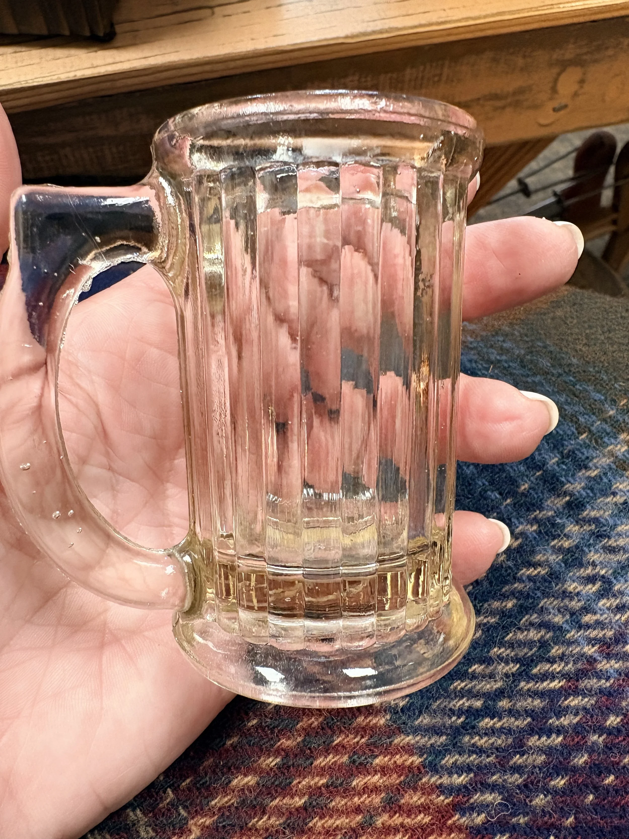 1940s Vintage Child's Mug with 'M' Marking | Heavy Glass