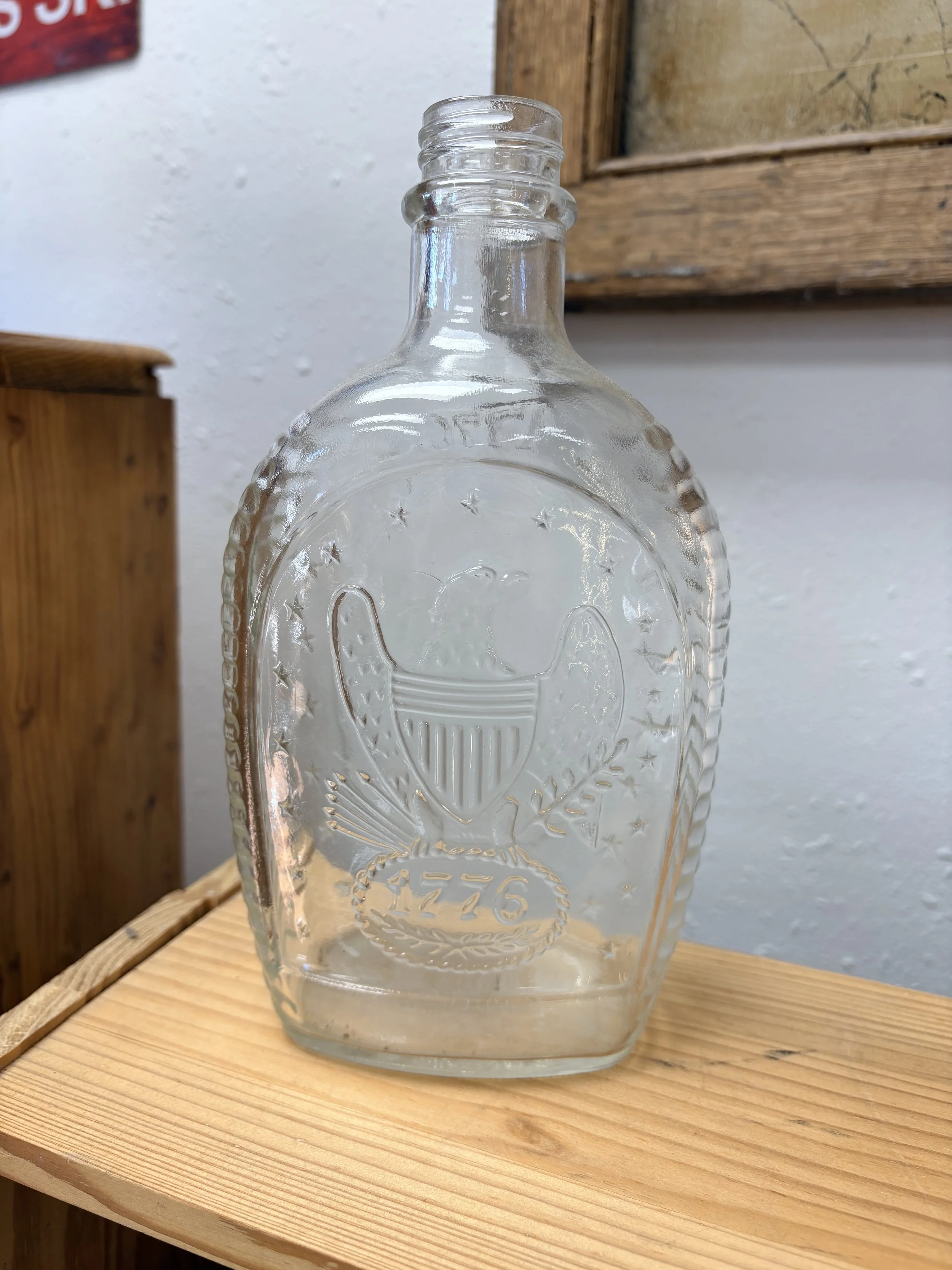 Bicentennial Clear Glass Container | Missing Lid
