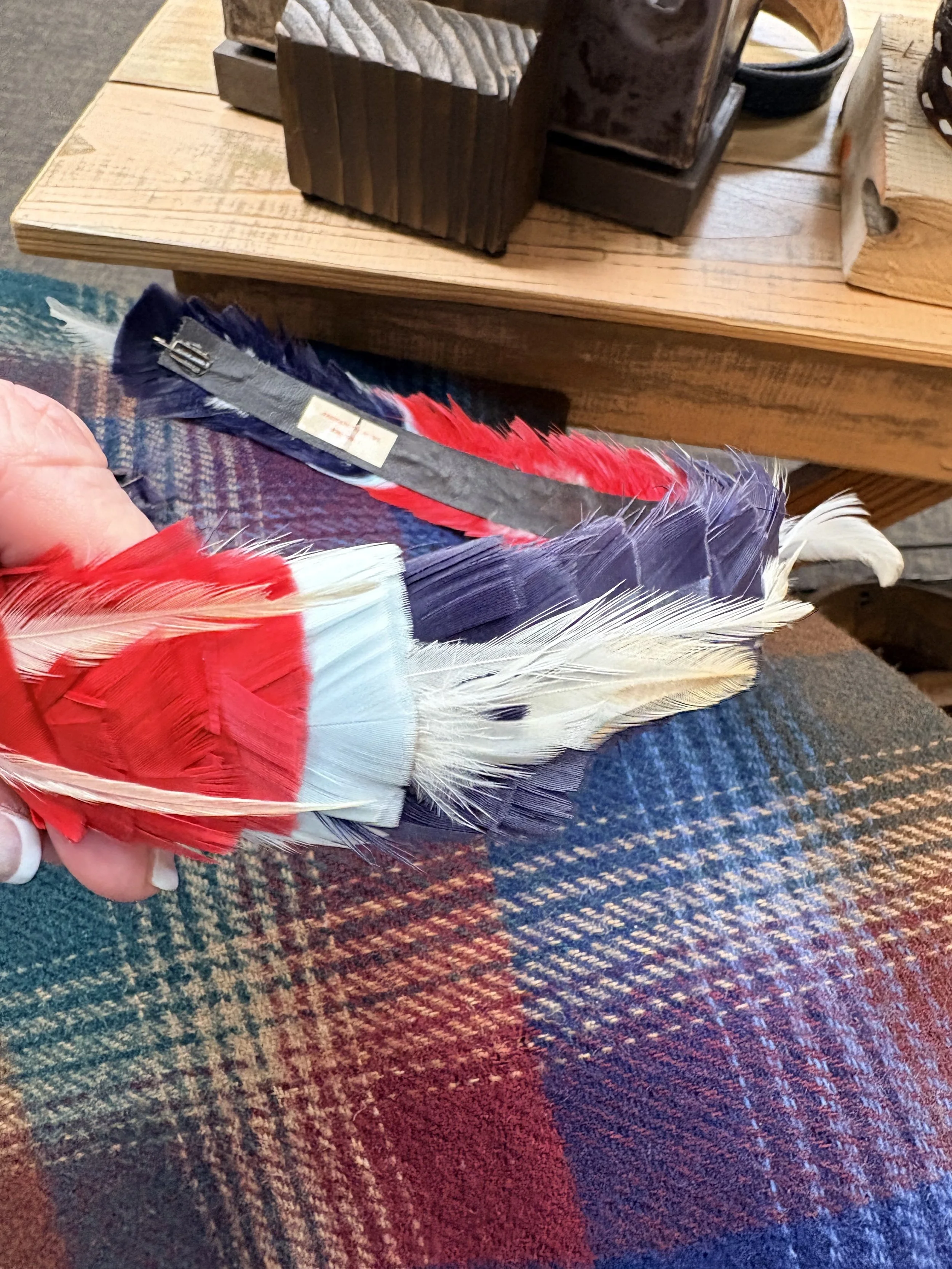 Vintage Carol Pace Feather Cowboy Hatband | Patriotic