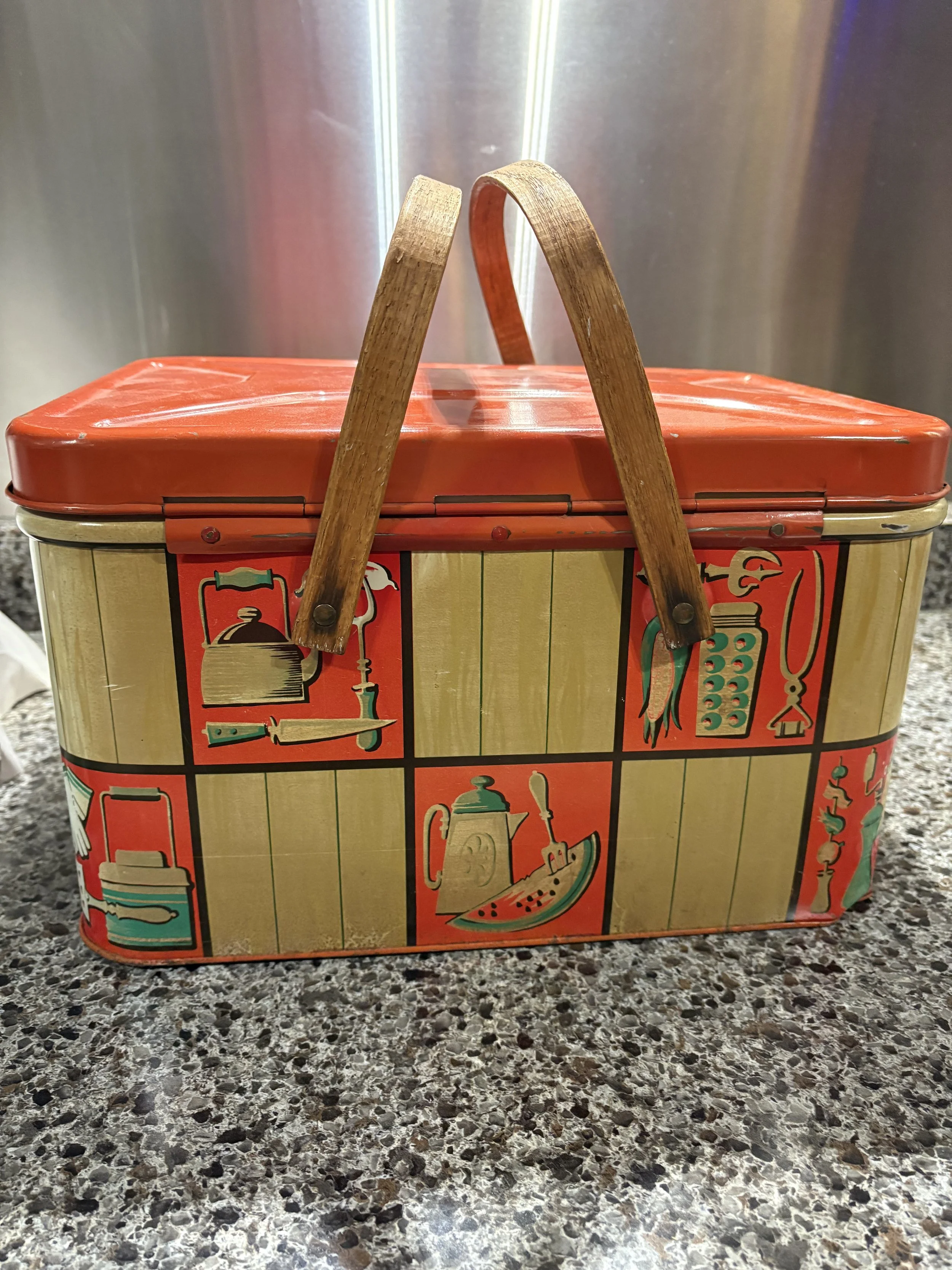 Vtg Decoware Bread or Picnic Basket (Back)