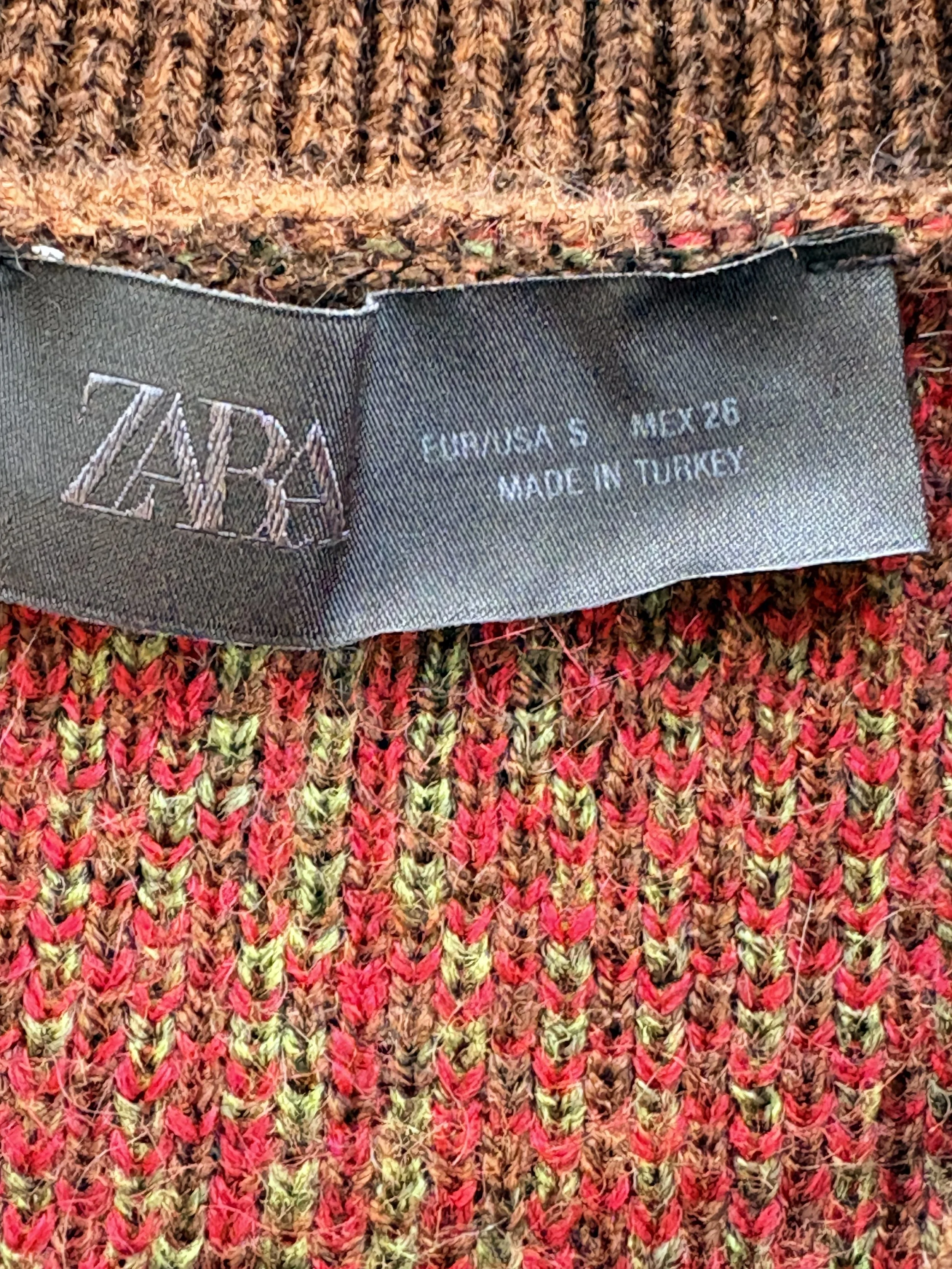 Zara Argyle Knit Polo Sweater