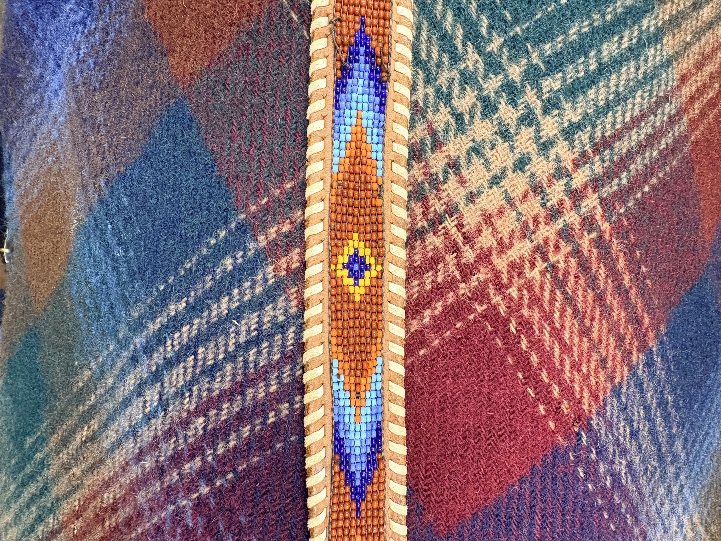 Vintage Beaded Handmade Leather Belt | Size 30