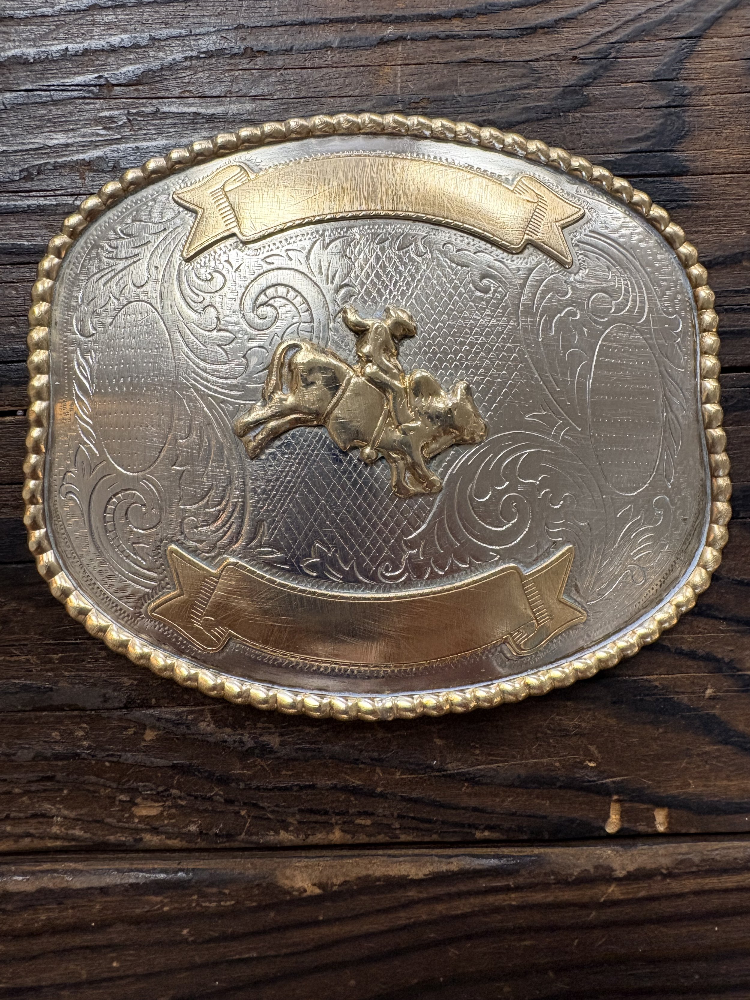Vintage German Silver Bull Rider Belt Buckle | Nice Size