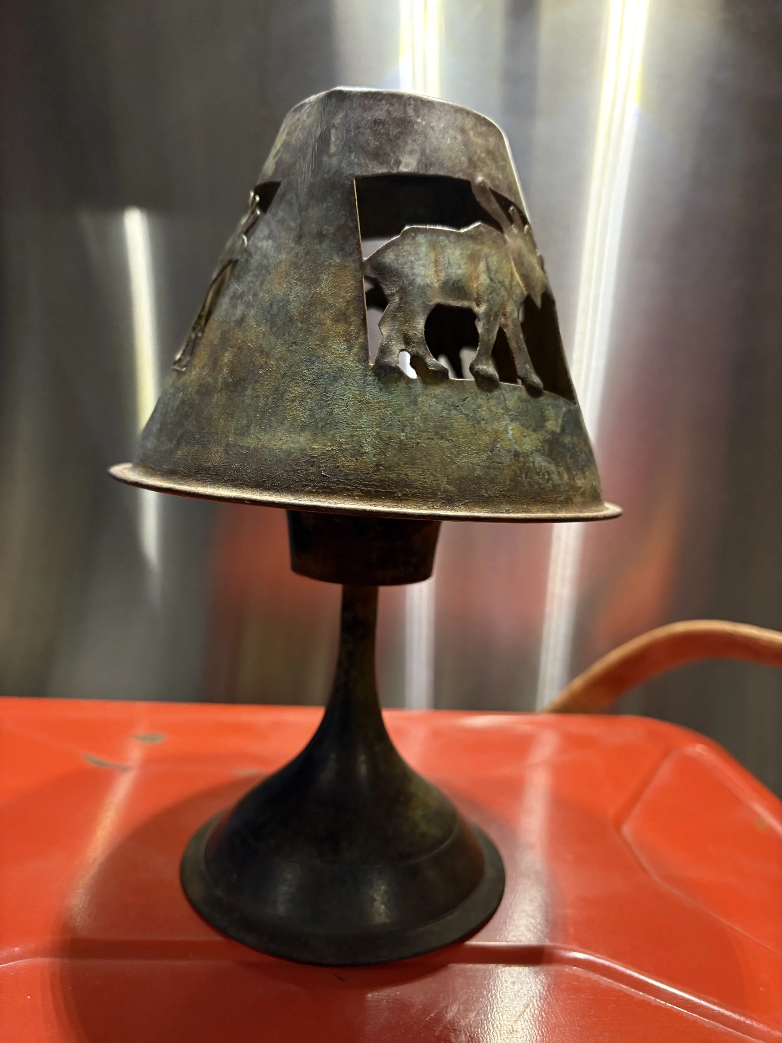 Rustic Farmhouse Metal Tea-Light Moose #4