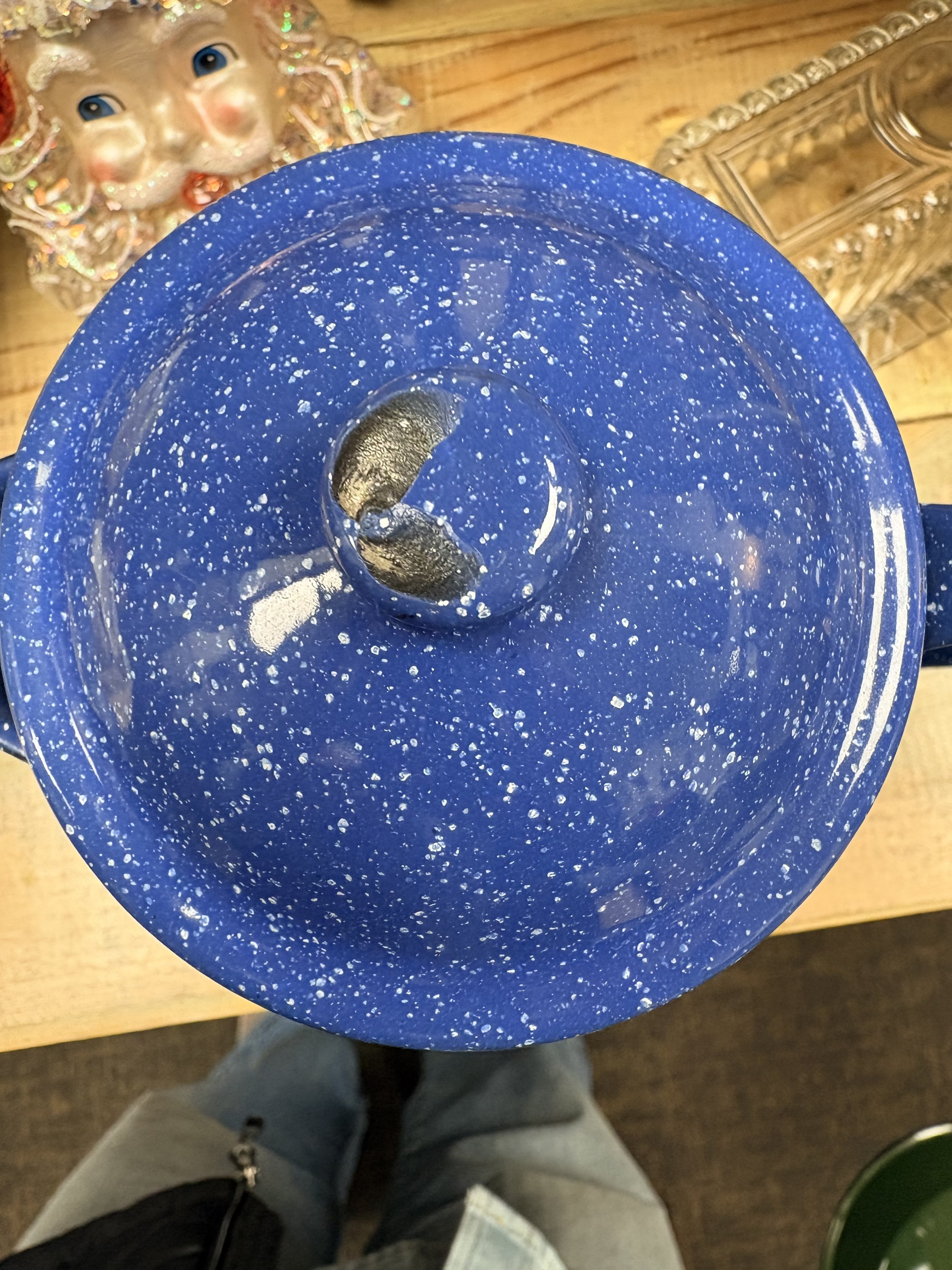 Vtg Blue Enamel Coffee Pot #4.jpg