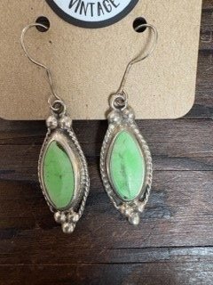 Vintage Sterling Silver Navajo Gaspeite Earrings