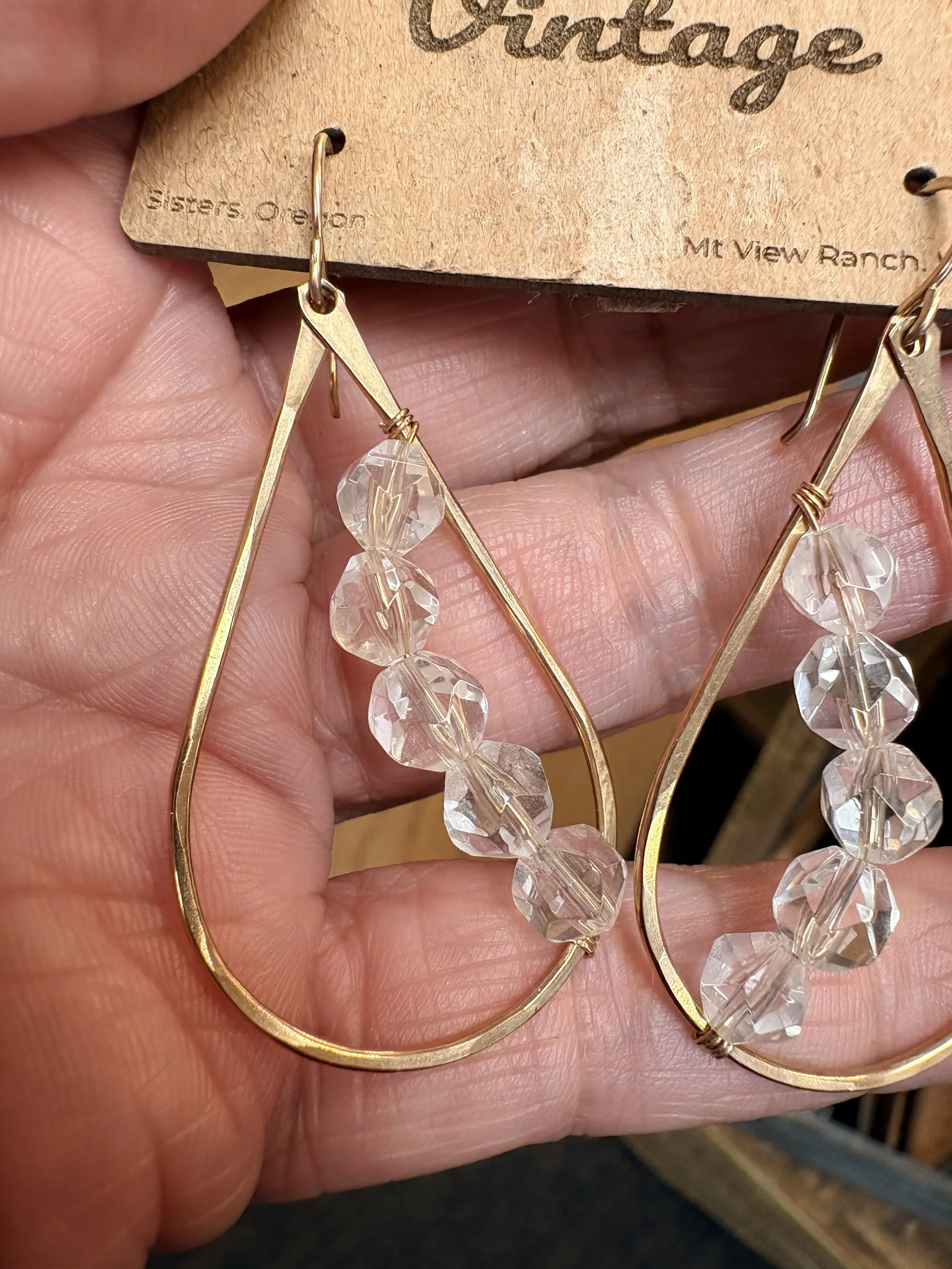 Gold & Crystal Dangle Earrings #3