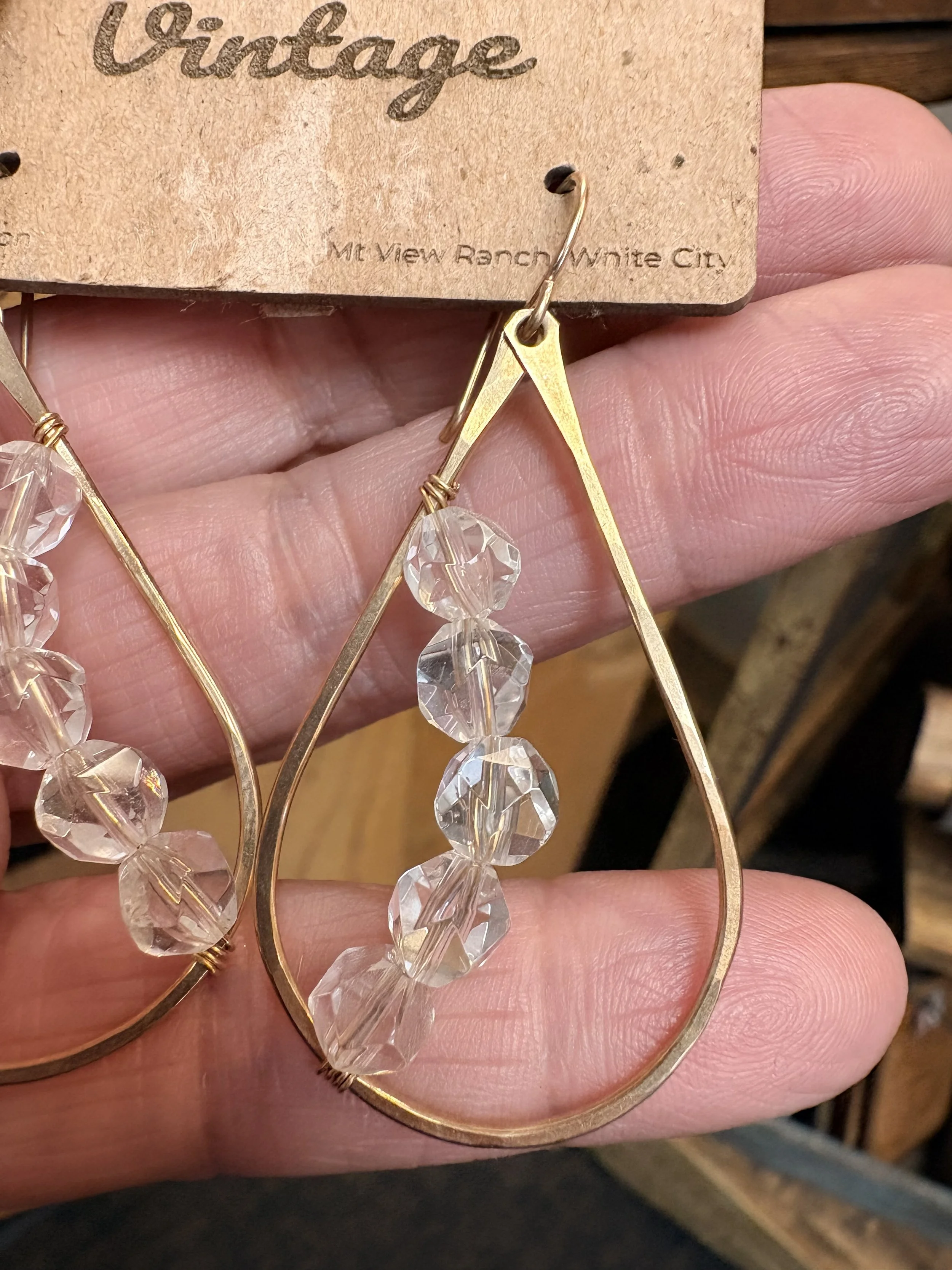 Gold & Crystal Dangle Earrings #2