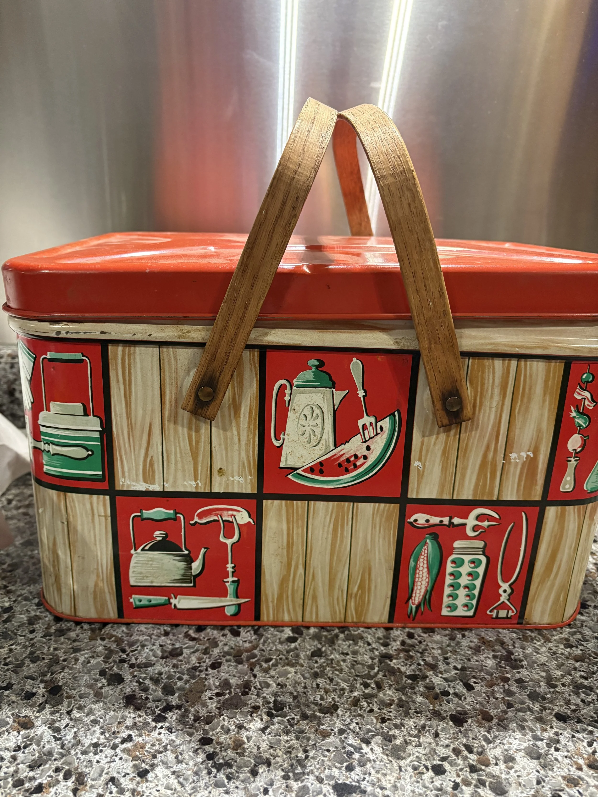 Vtg Decoware Bread or Picnic Basket (Front)