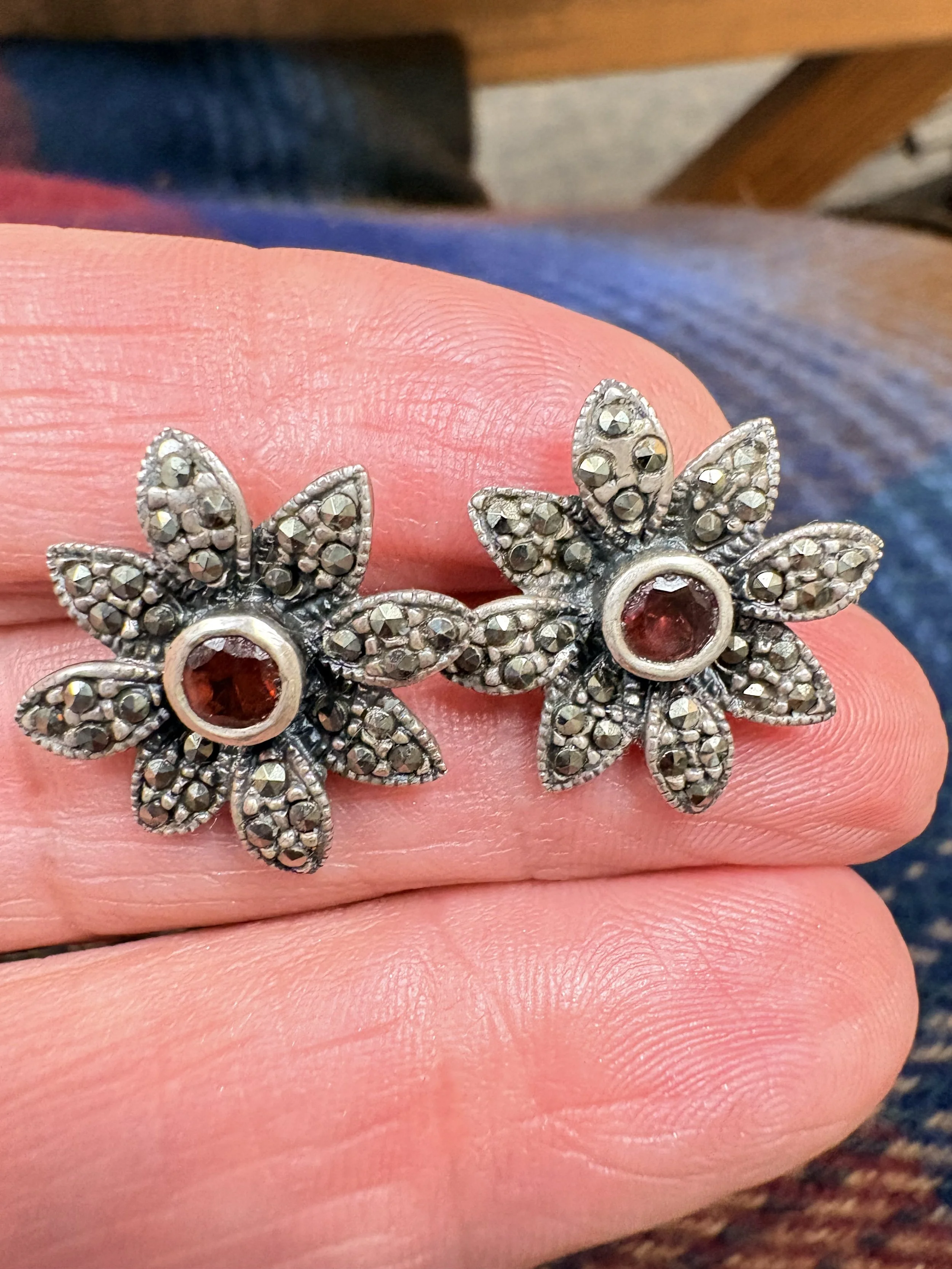 Timeless Elegance Garnet & Marcasite Earrings