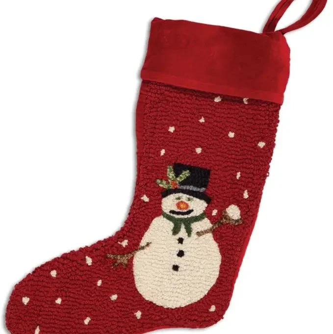 Festive Holly Snowman Holiday Stocking - New