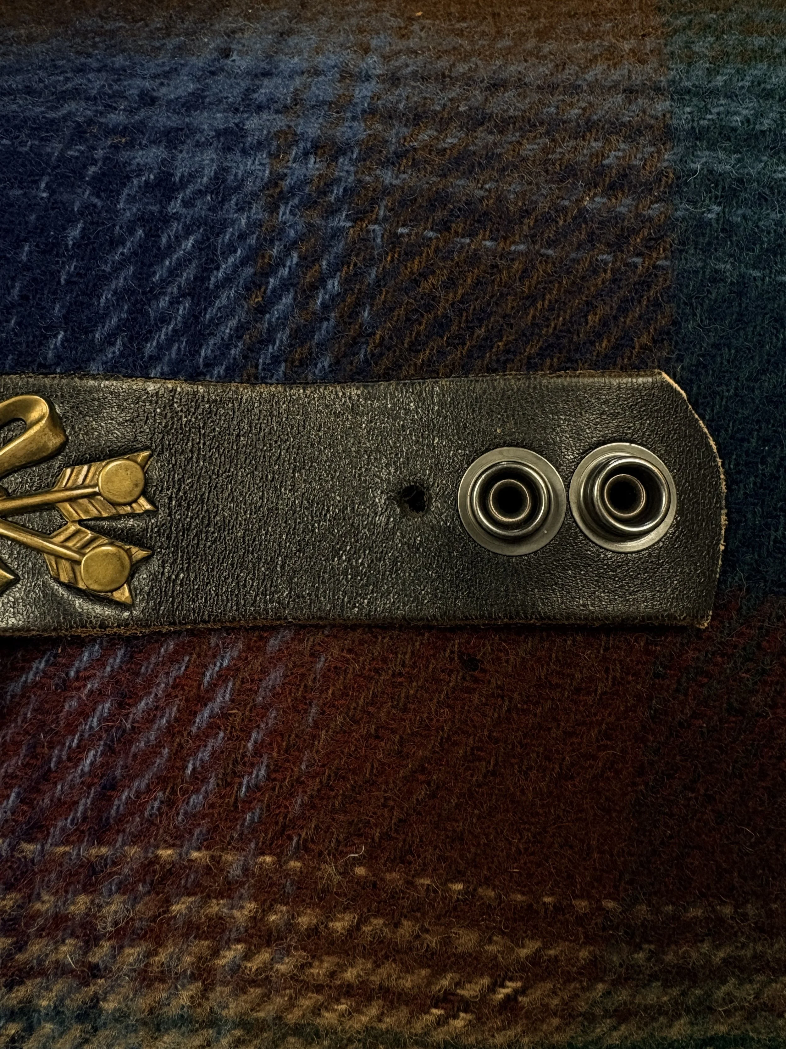 Hearts & Arrows Black Leather Cuff #3.jpg