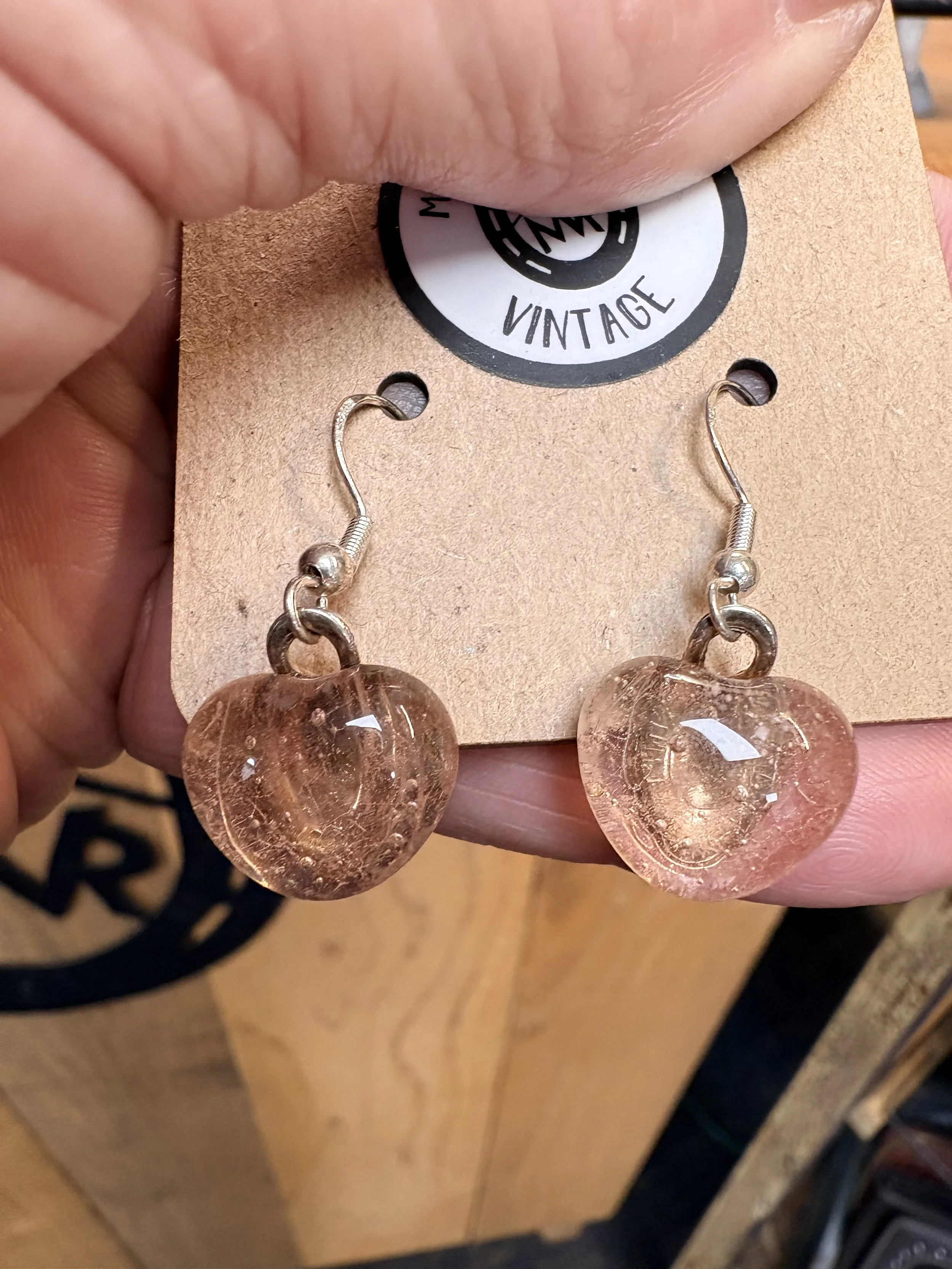 Pink Glass Heart Earrings | Cute and Elegant