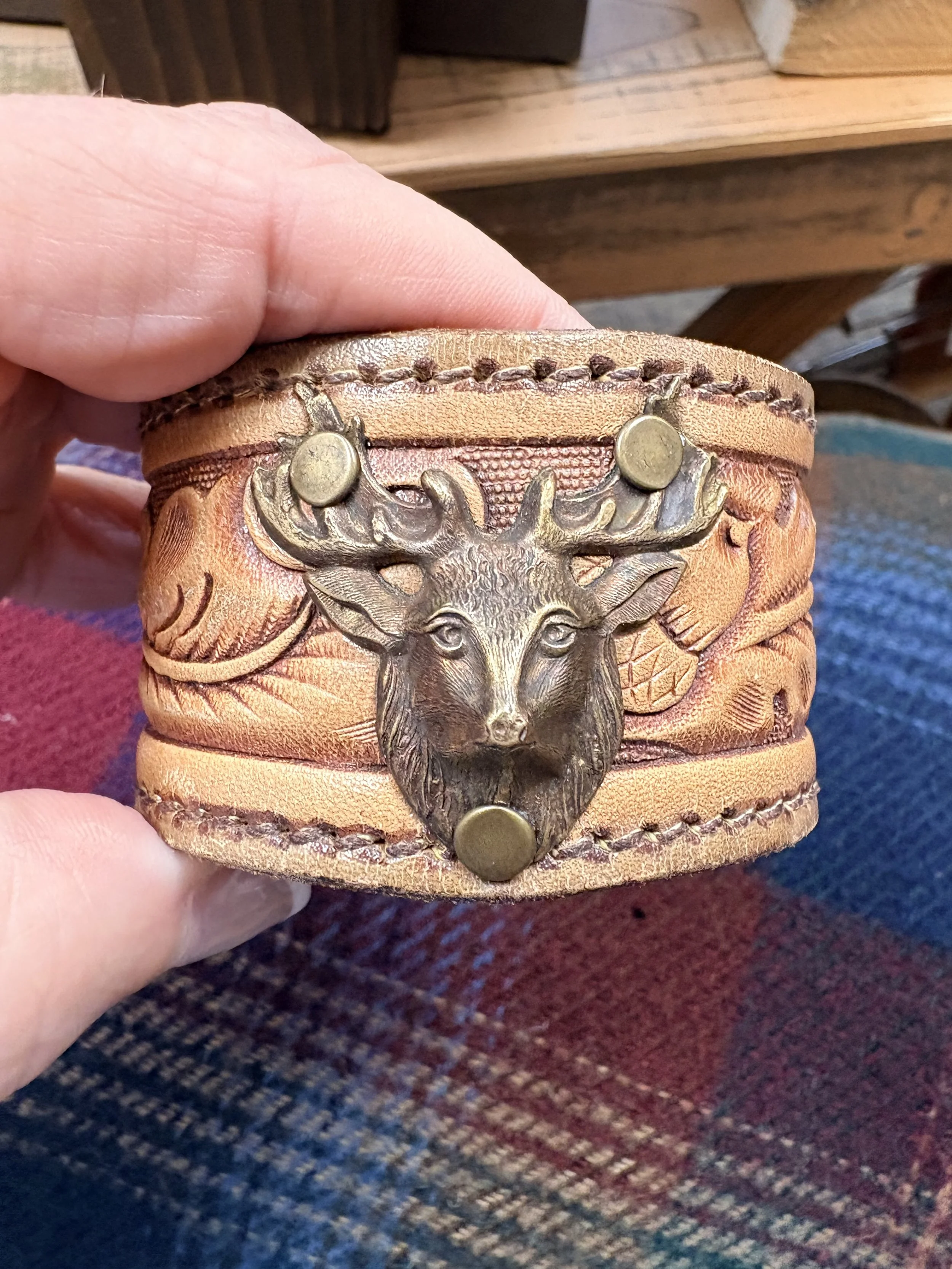 Elk Head Leather Cuff #1.jpg