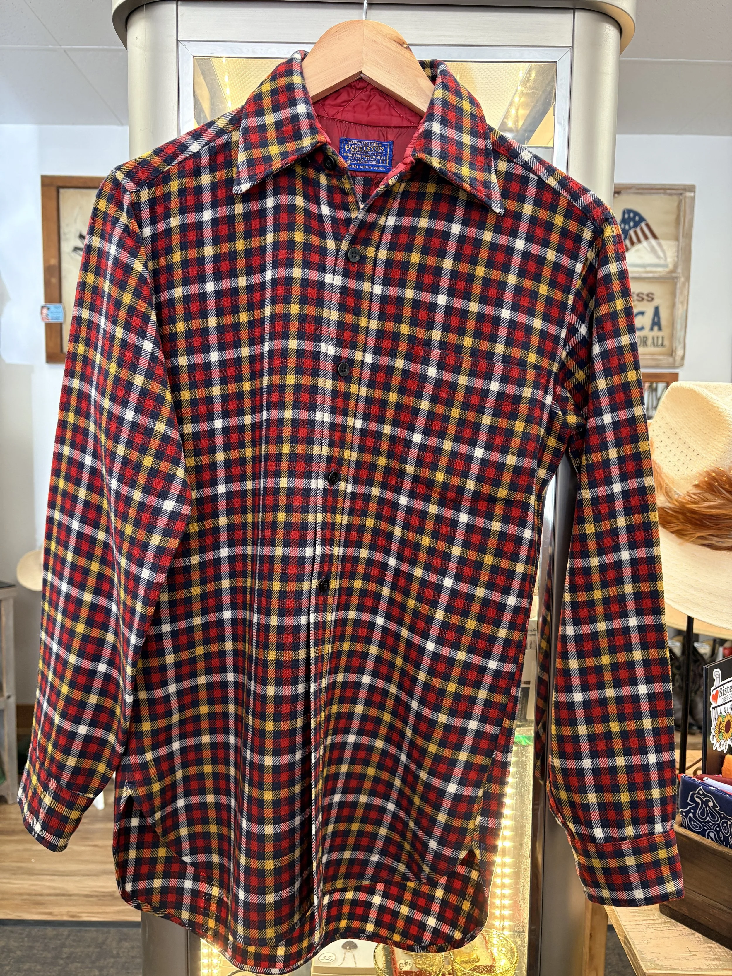 1970's Pendleton Lodge Wool Shirt - Vintage Plaid - Small