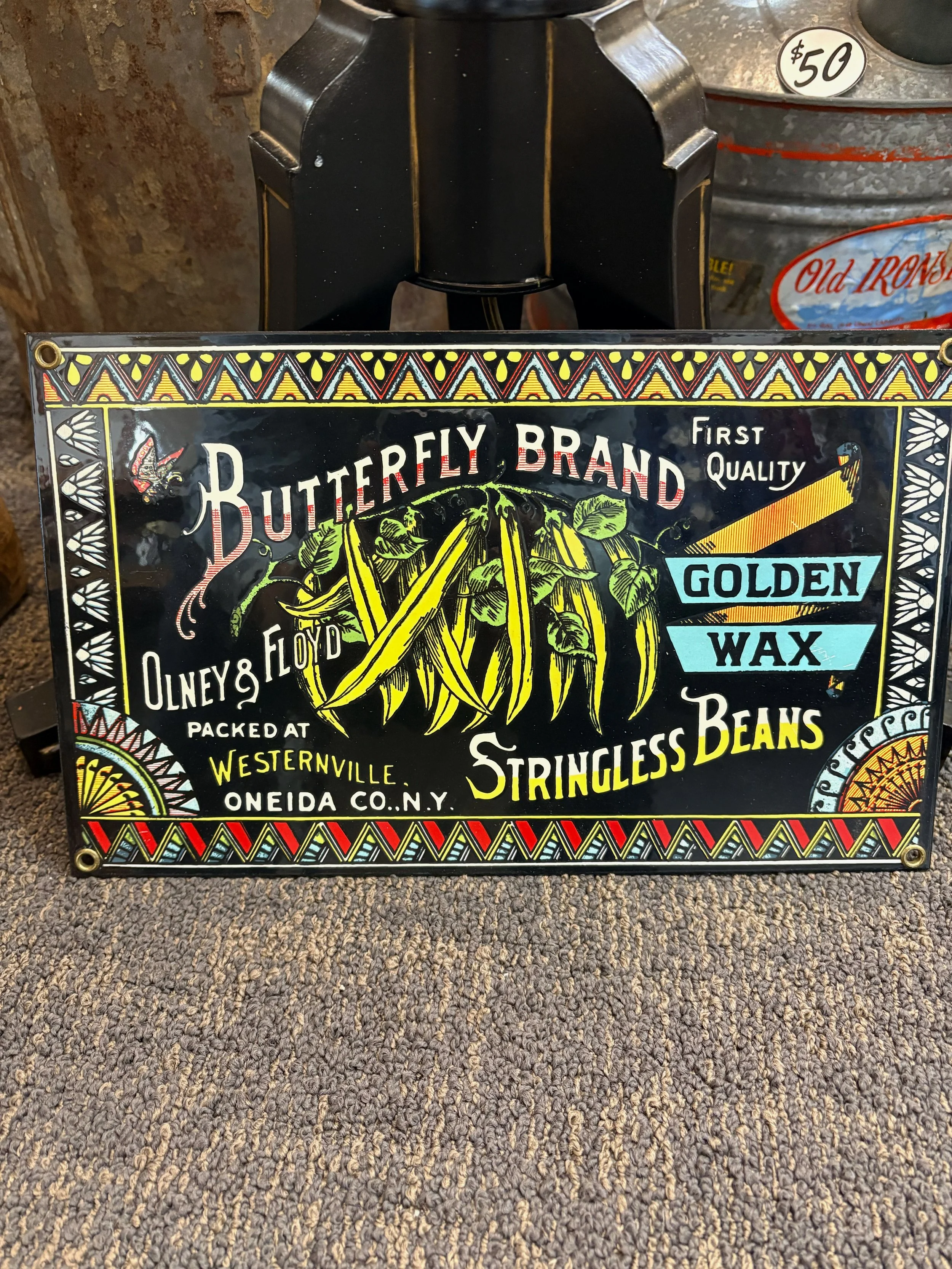 Butterfly Brand Vintage Enamel Sign | Ande Rooney Ltd