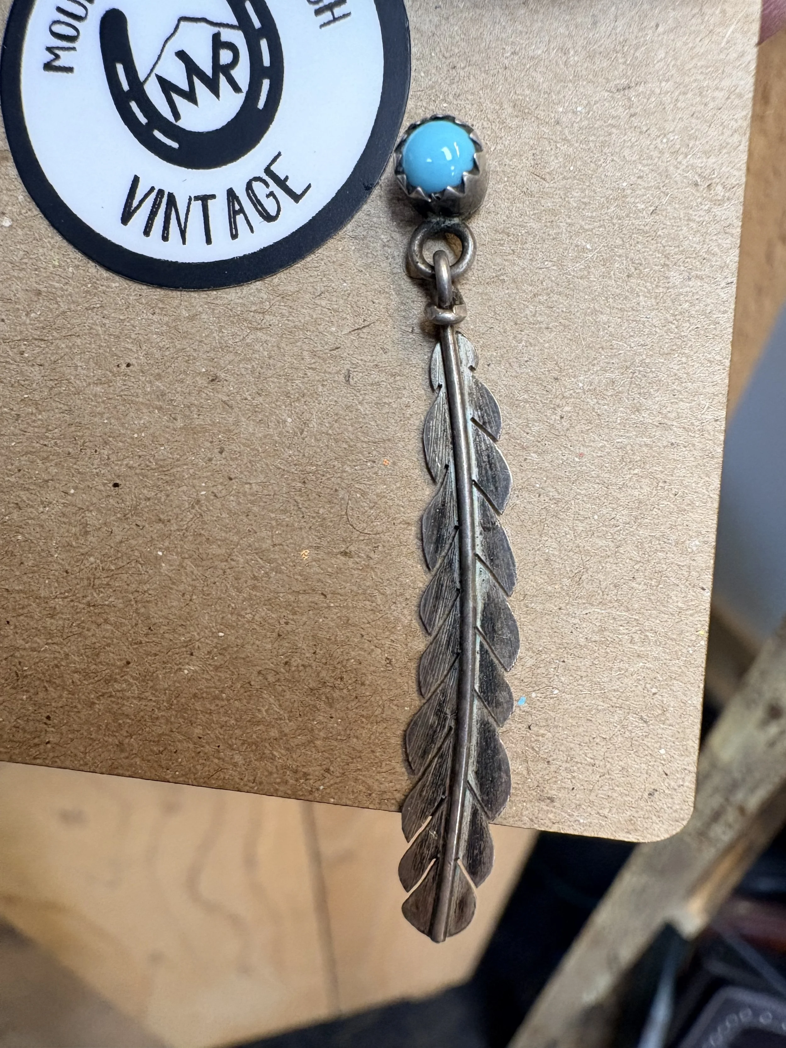 Turquoise Feather Earrings #2