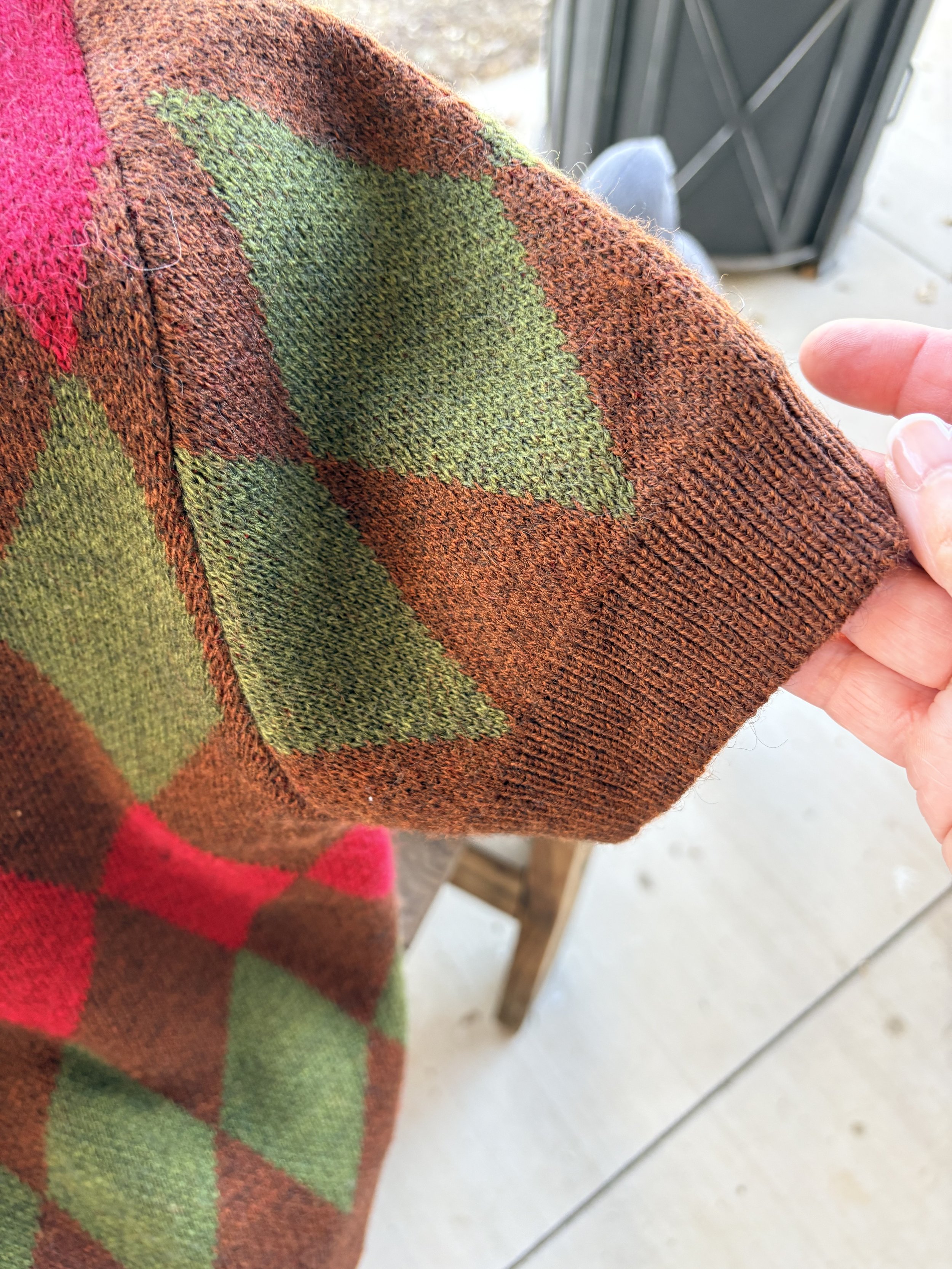Zara Argyle Knit Polo Sweater