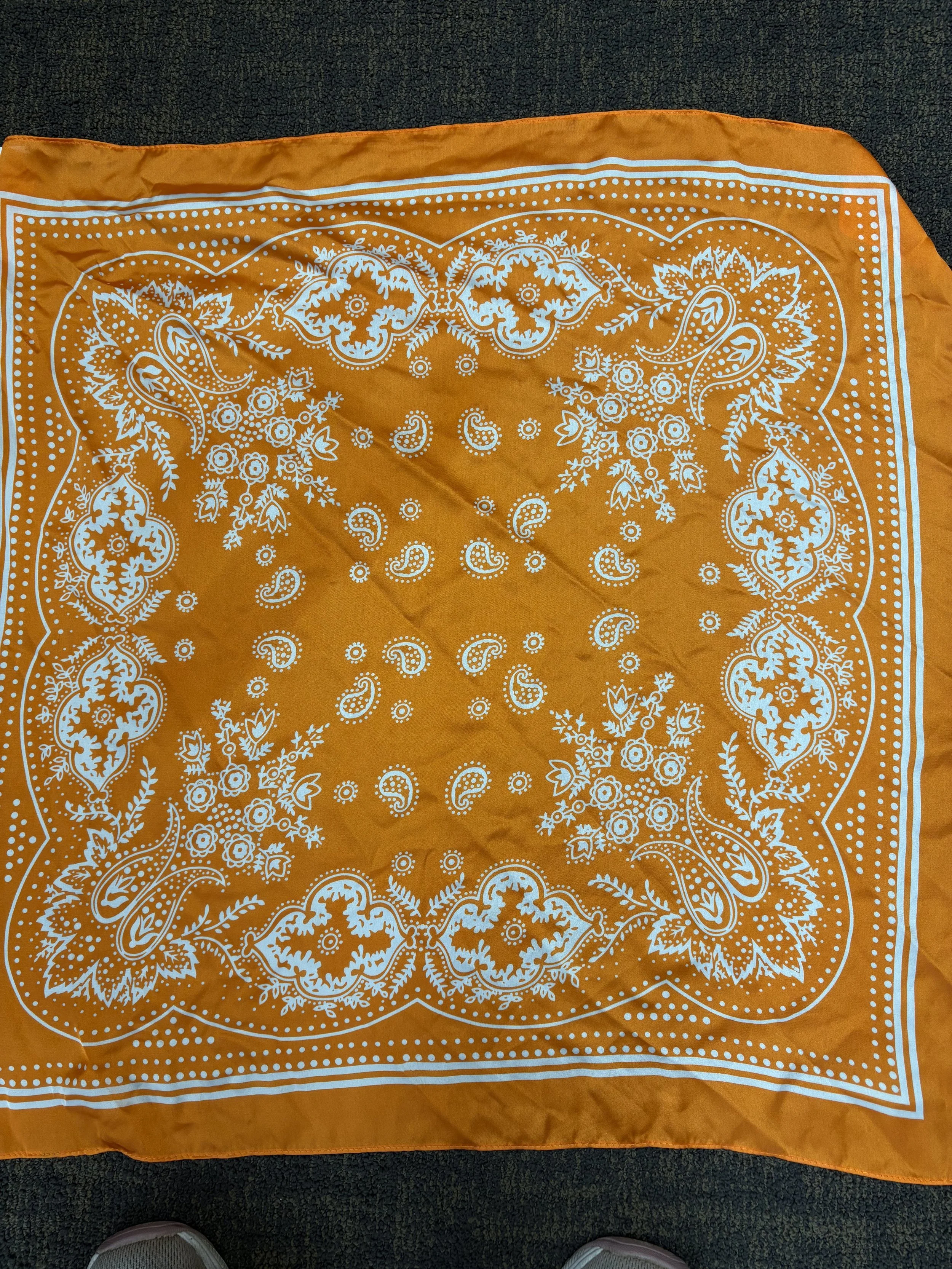 Orange Bandana Print Scarf | Cowgirl Scarf