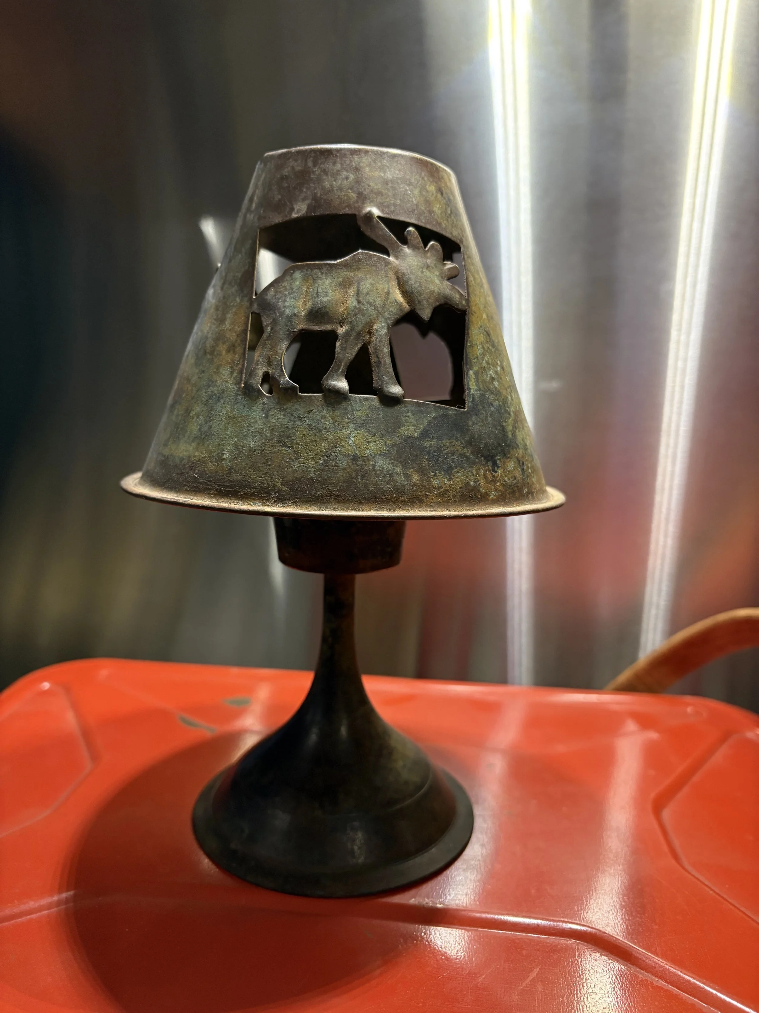 Rustic Farmhouse Metal Tea-Light Moose #3