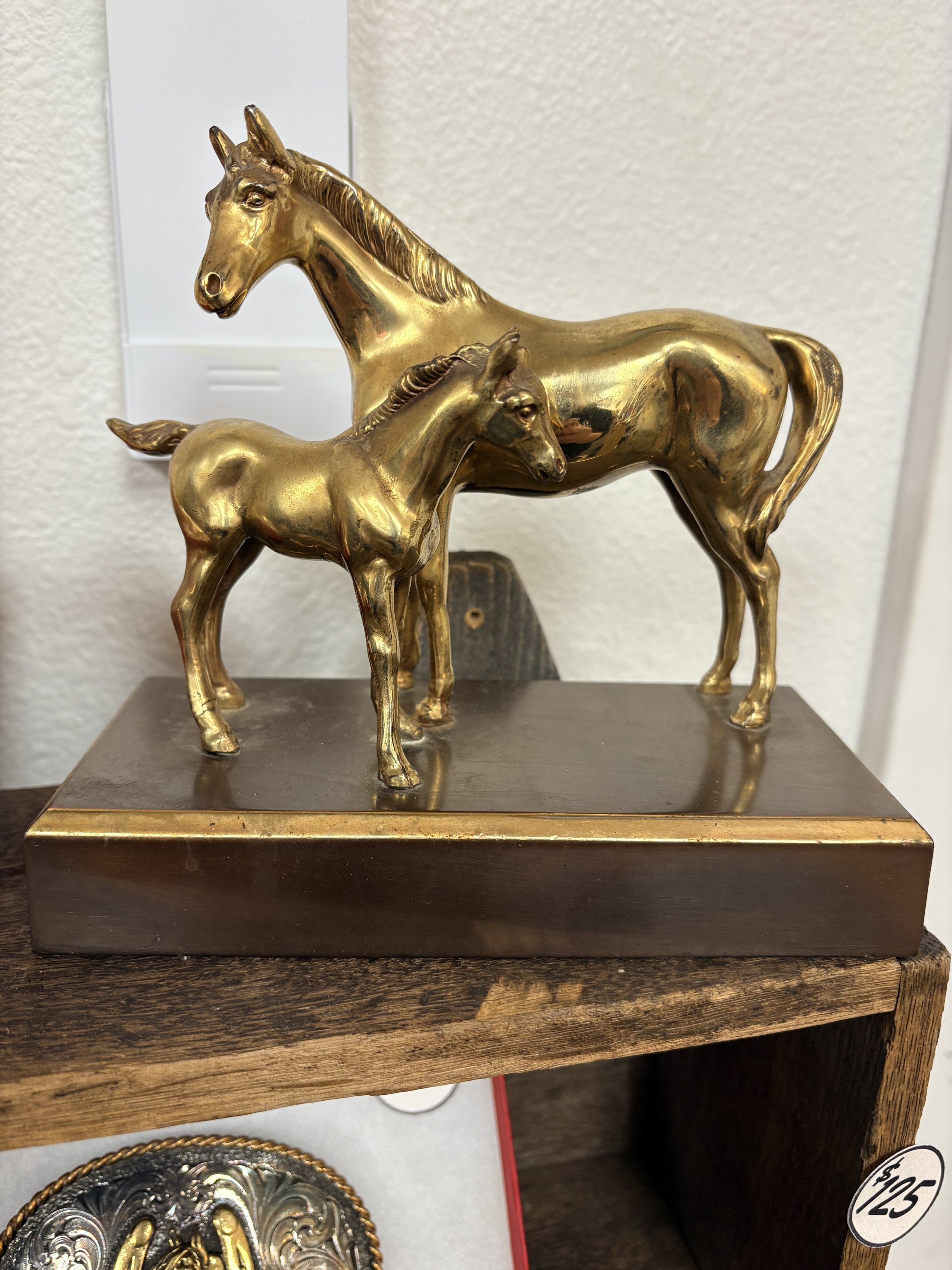 Vintage Brass Mare & Foal | Heavy | Metal Statue